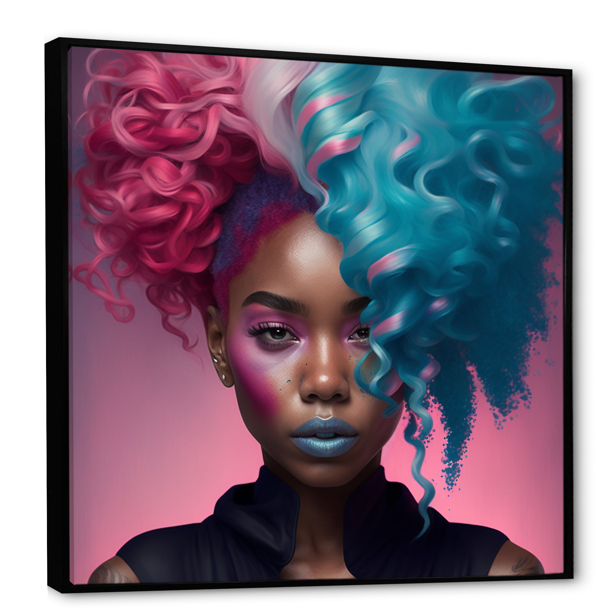 Hip Hop Girl With Pink And Blue Hair V