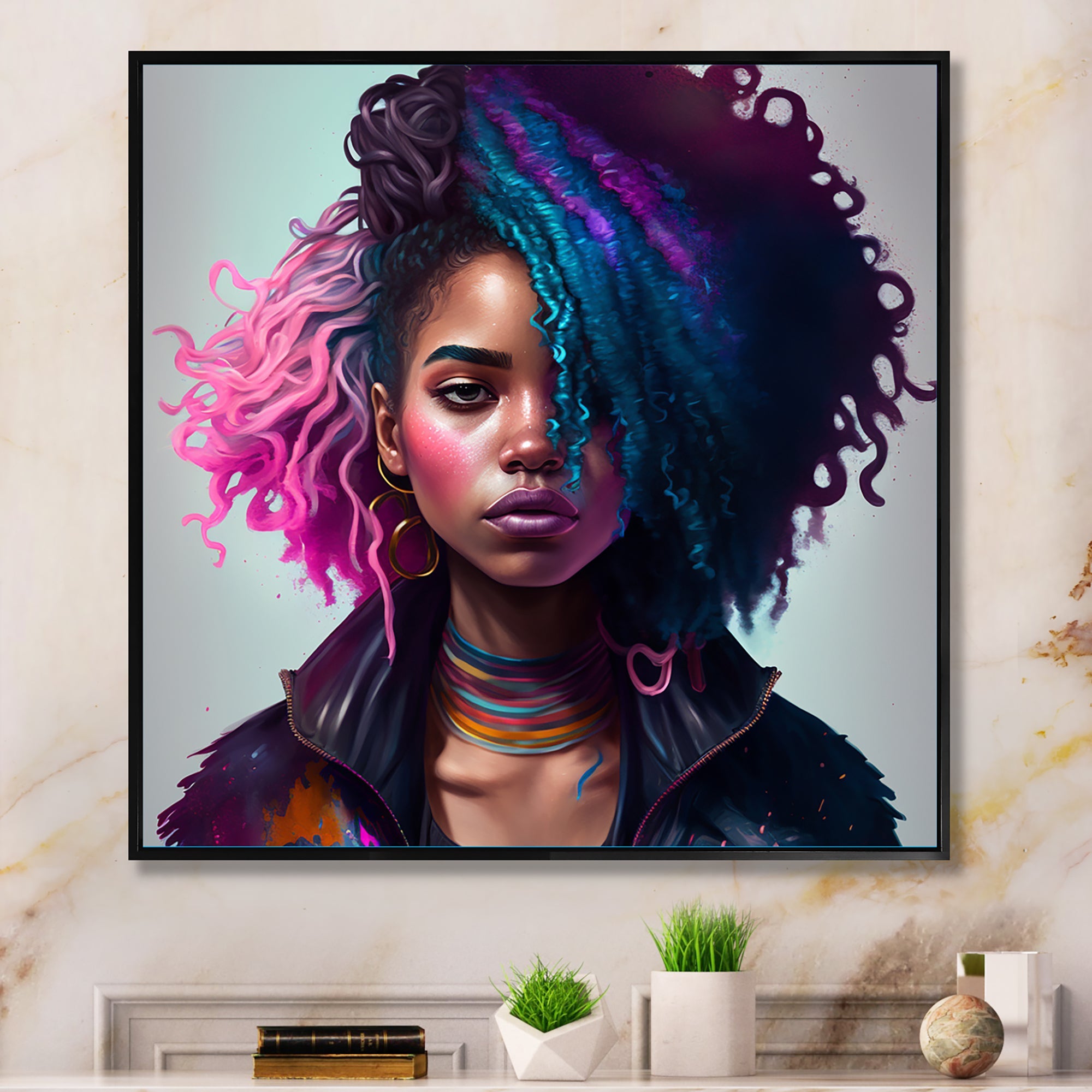 Fashion Hip Hop Girl In Pink And Blue I