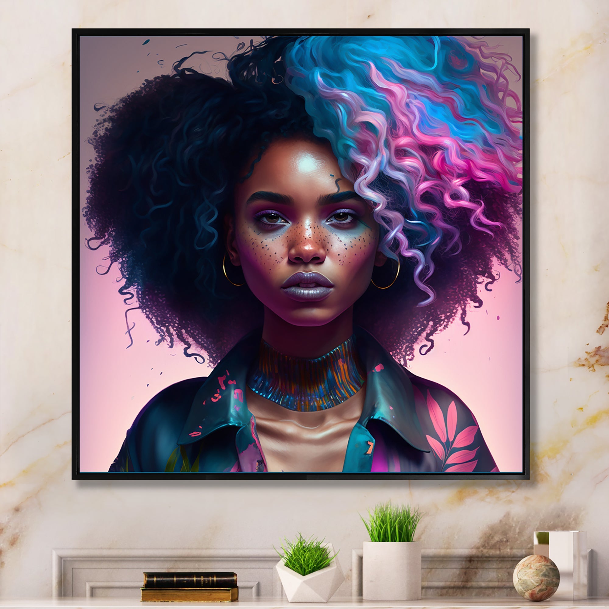 Fashion Hip Hop Girl In Pink And Blue III