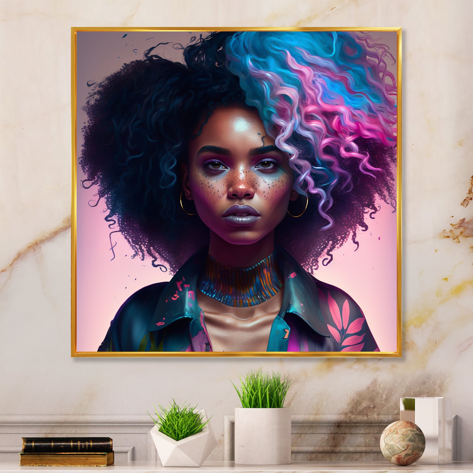 Fashion Hip Hop Girl In Pink And Blue III