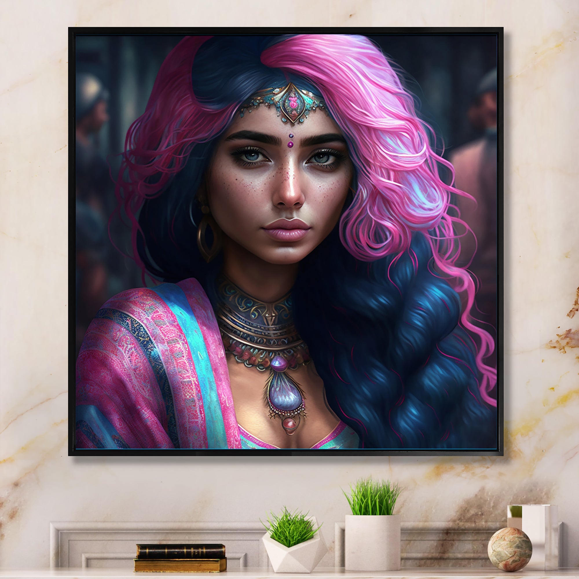 Fashion Indian Woman In Pink And Blue IV