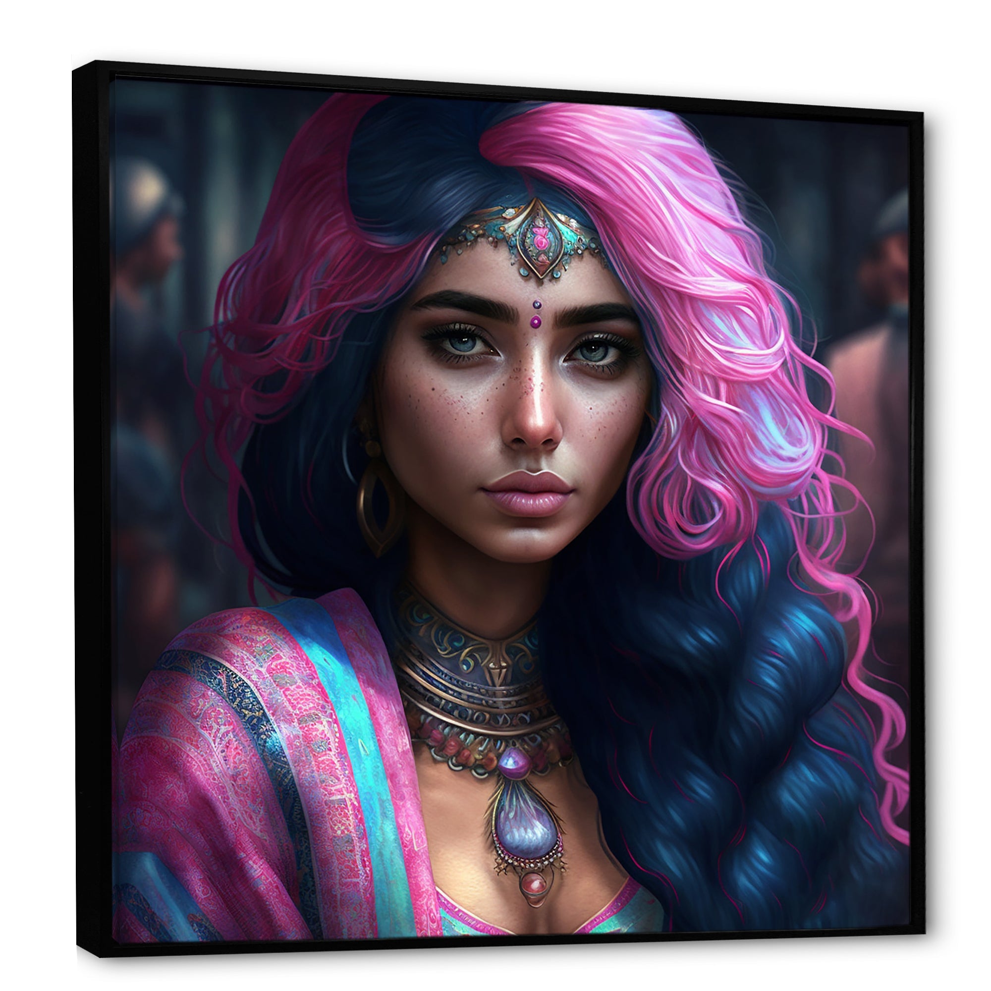 Fashion Indian Woman In Pink And Blue IV