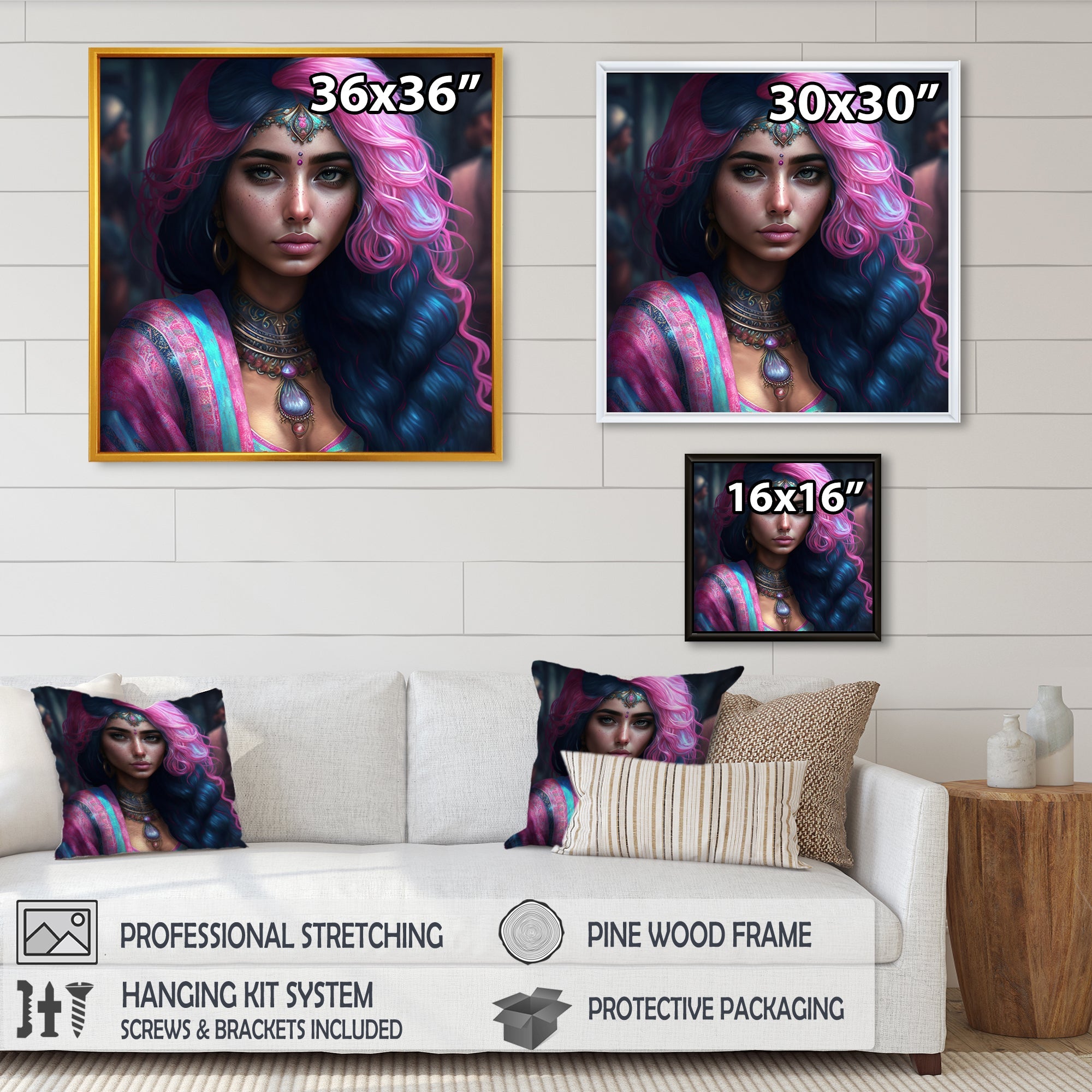 Fashion Indian Woman In Pink And Blue IV