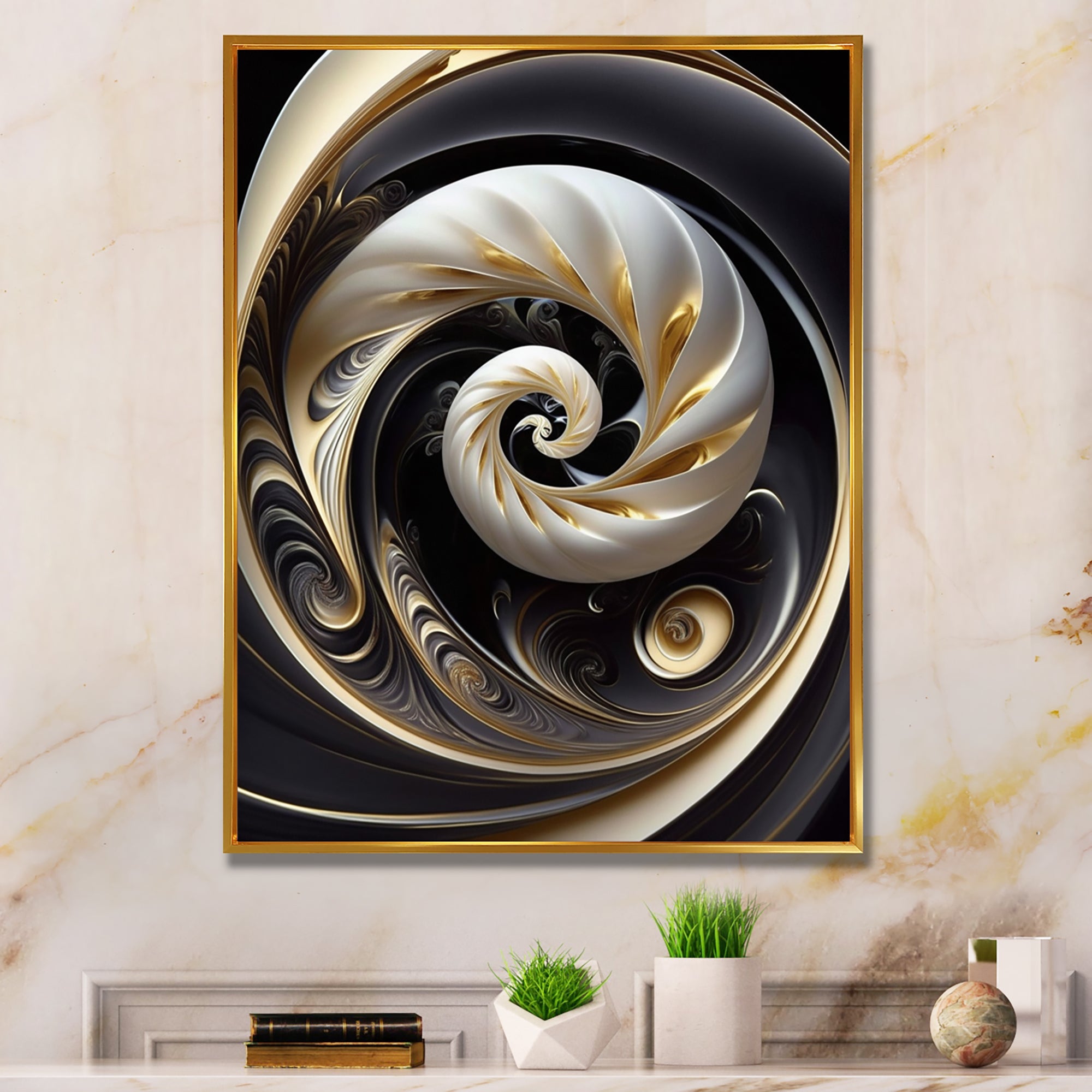 Gold Black And White Stained Glass V