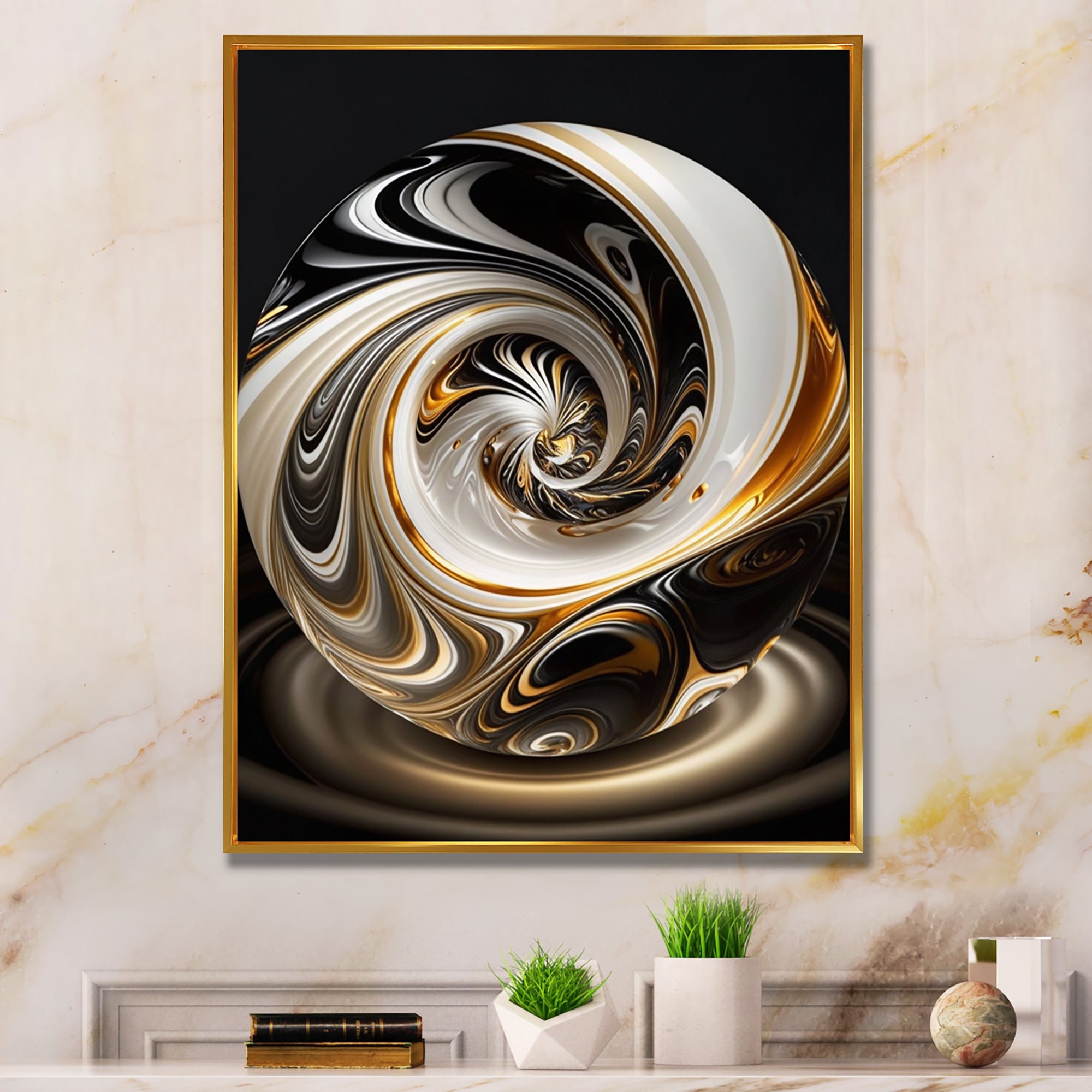 Gold And Black Stained Glass Spiral II