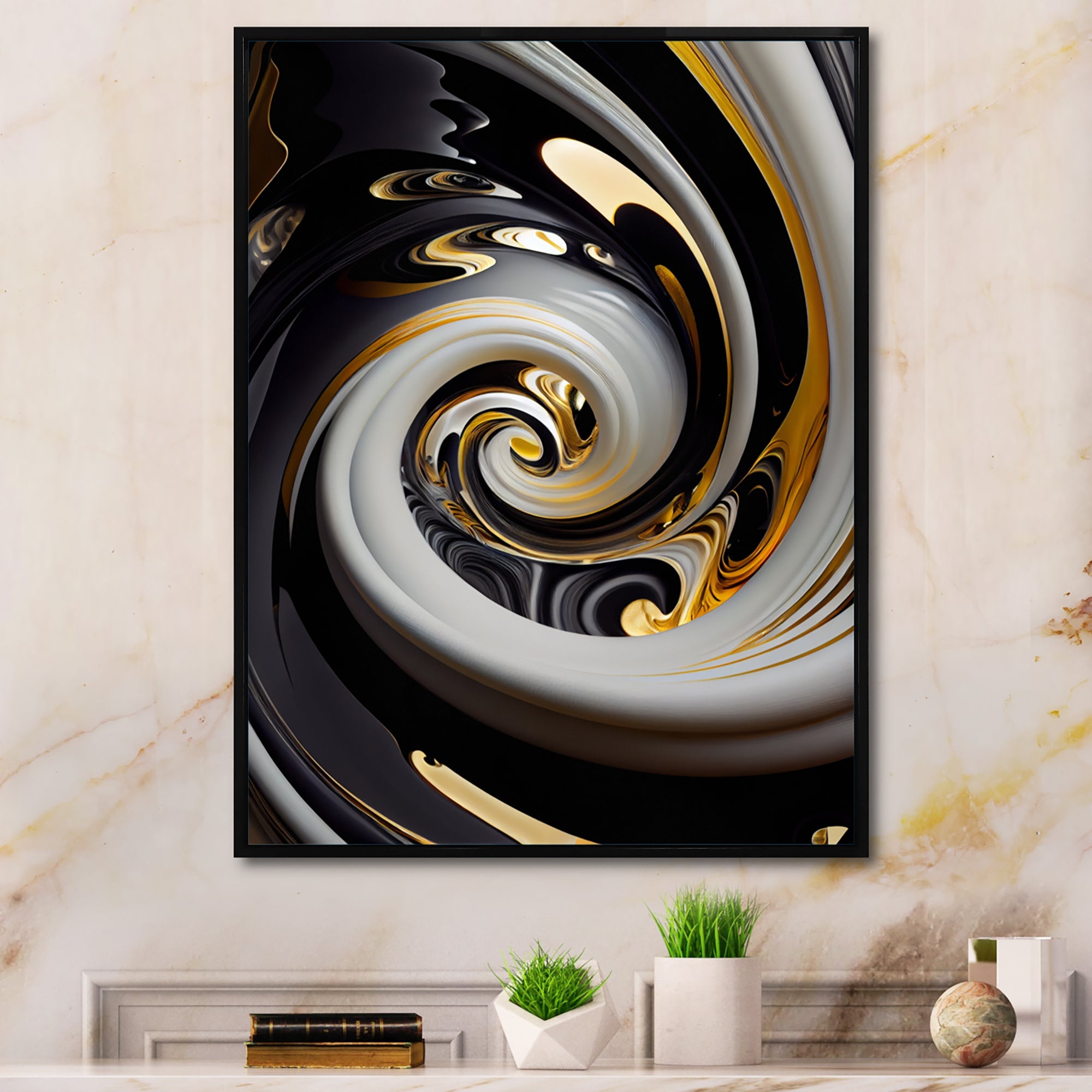 Gold And Black Stained Glass Spiral III