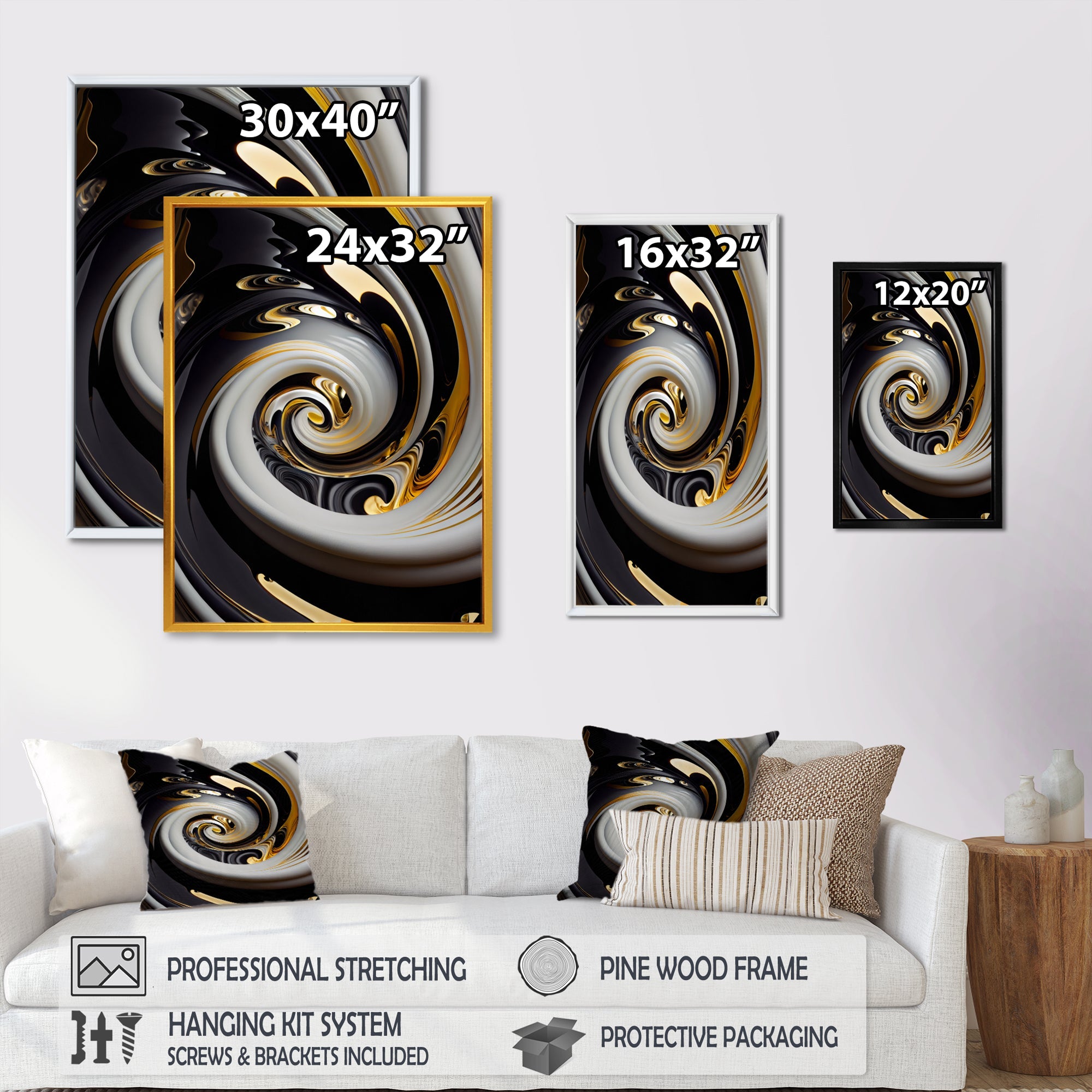 Gold And Black Stained Glass Spiral III