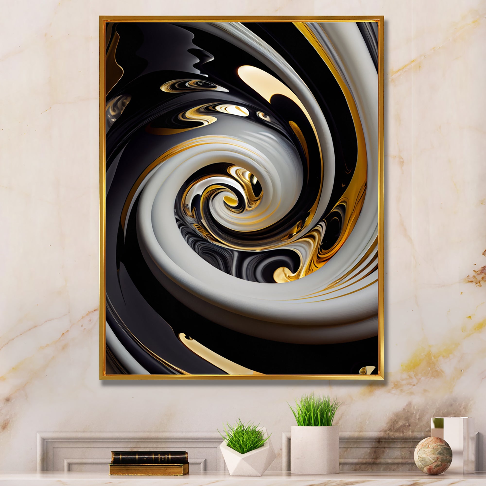 Gold And Black Stained Glass Spiral III
