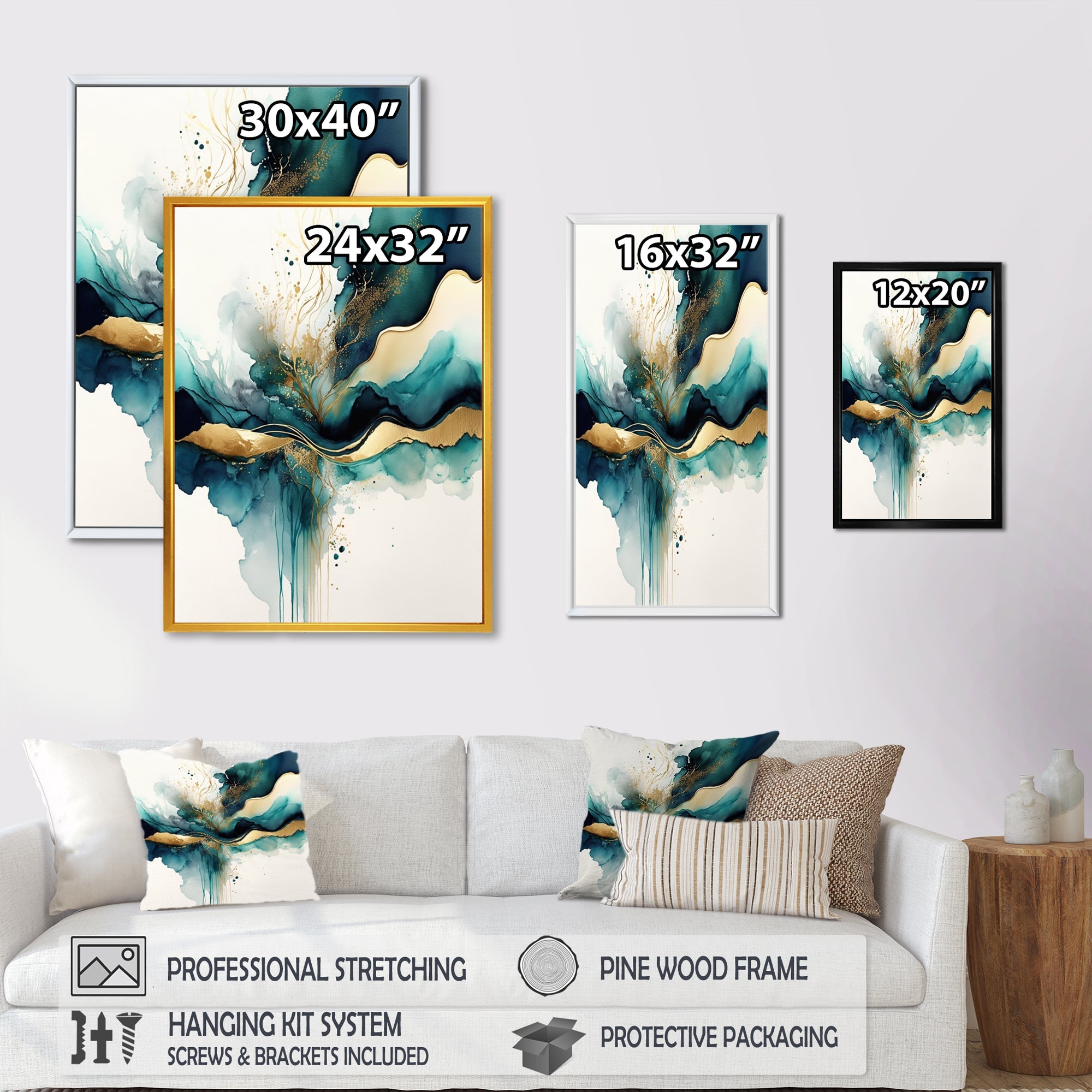 Teal And Gold Abstract Expression III