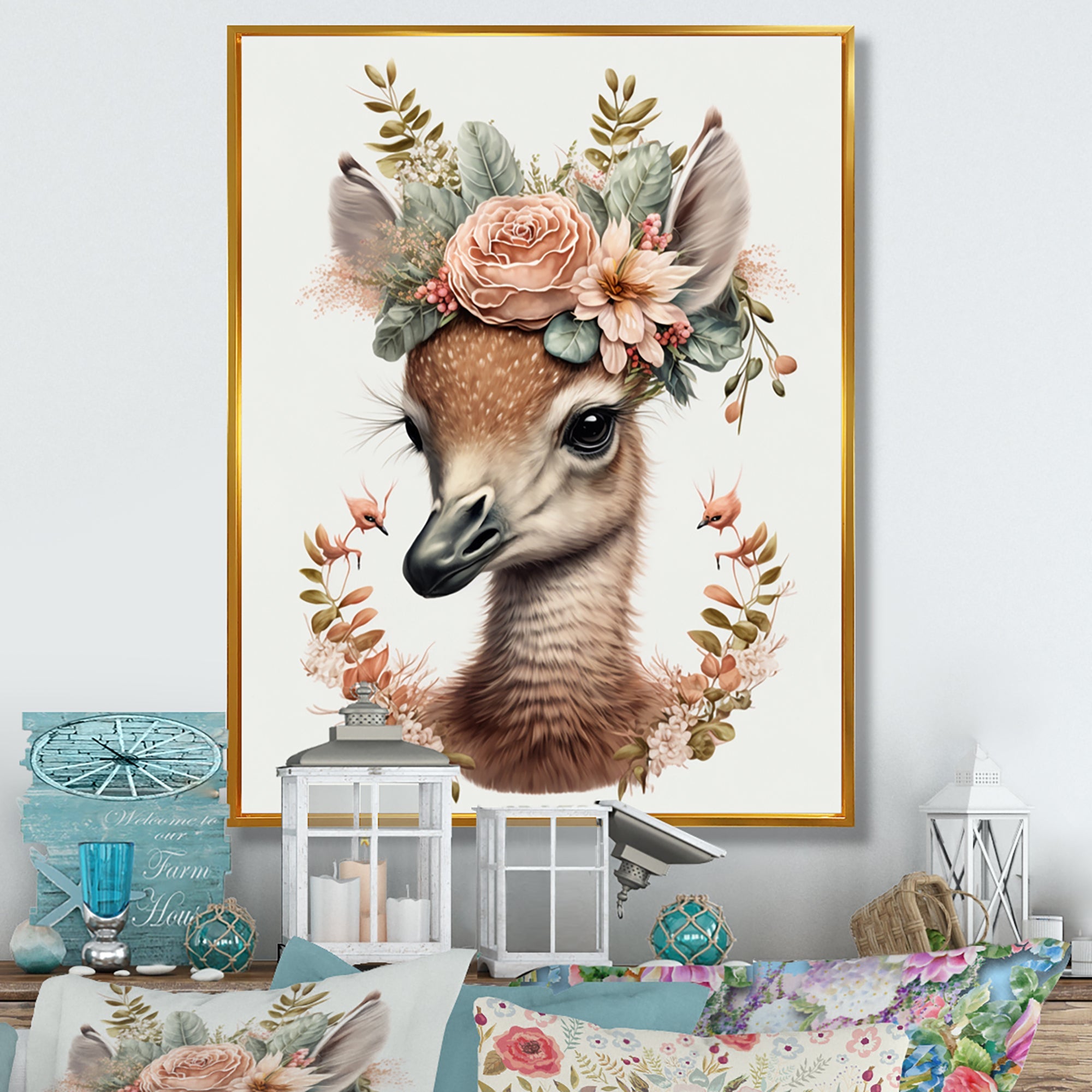 Cute Baby Flamingo With Floral Crown