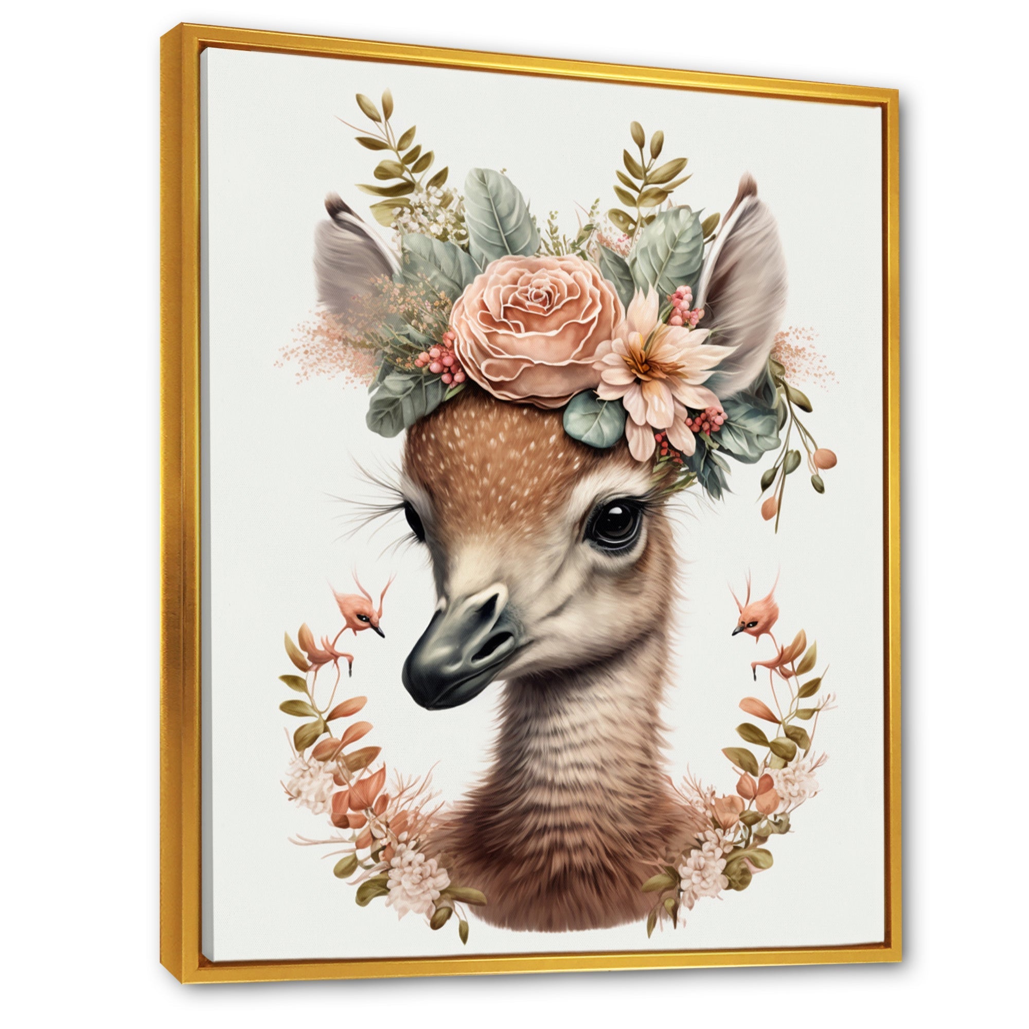 Cute Baby Flamingo With Floral Crown