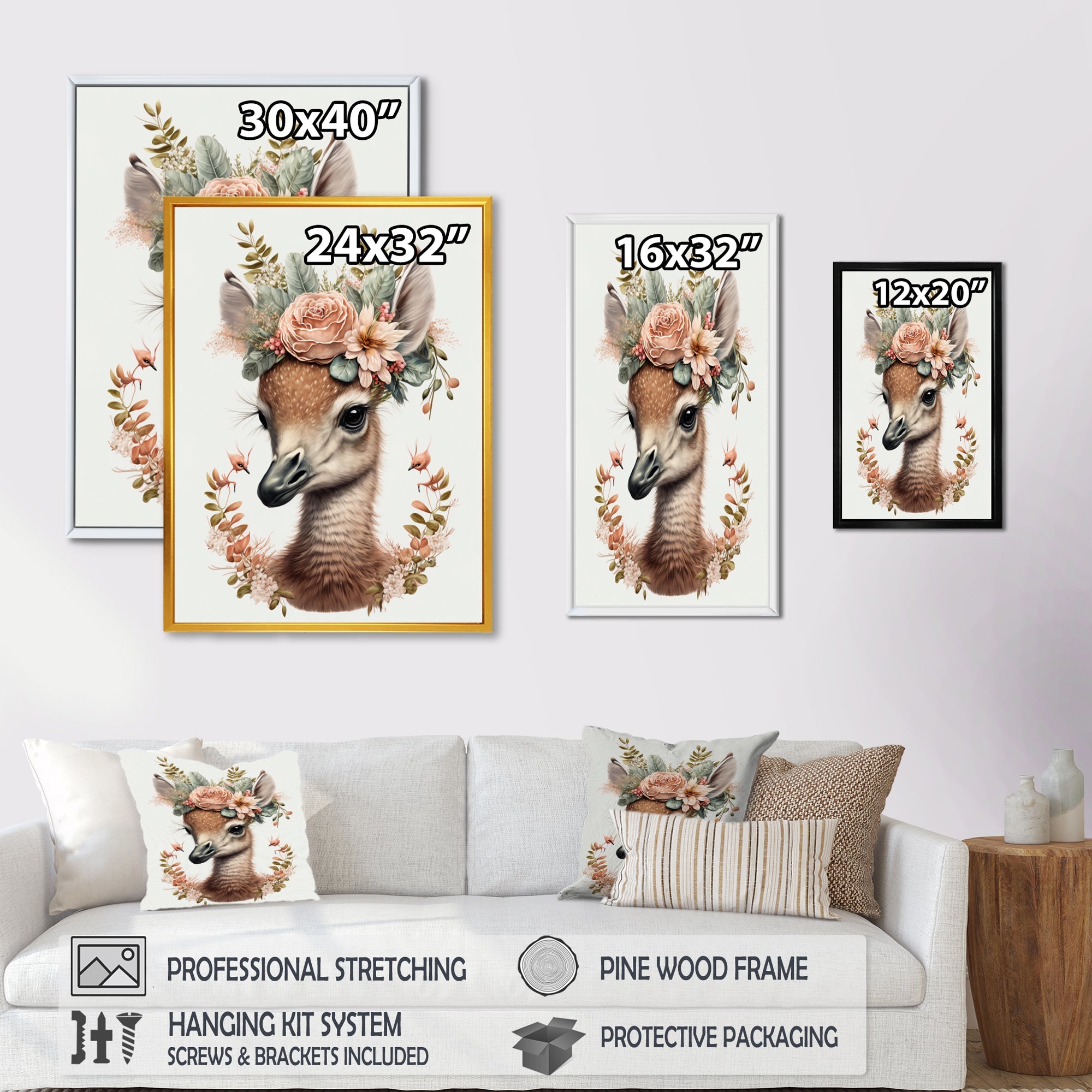 Cute Baby Flamingo With Floral Crown