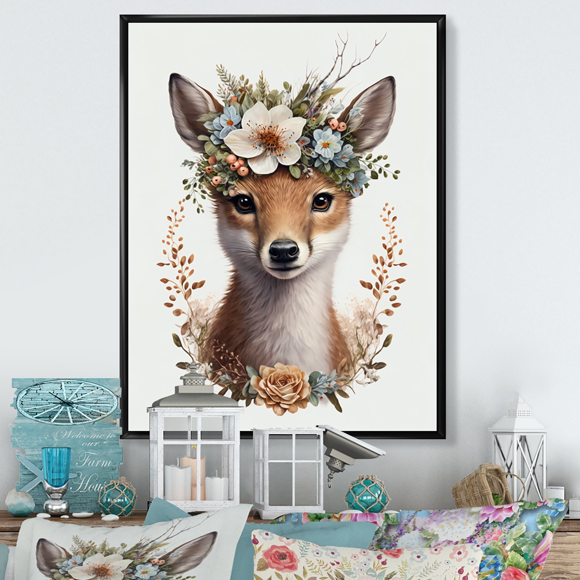Cute Baby Fox With Floral Crown II