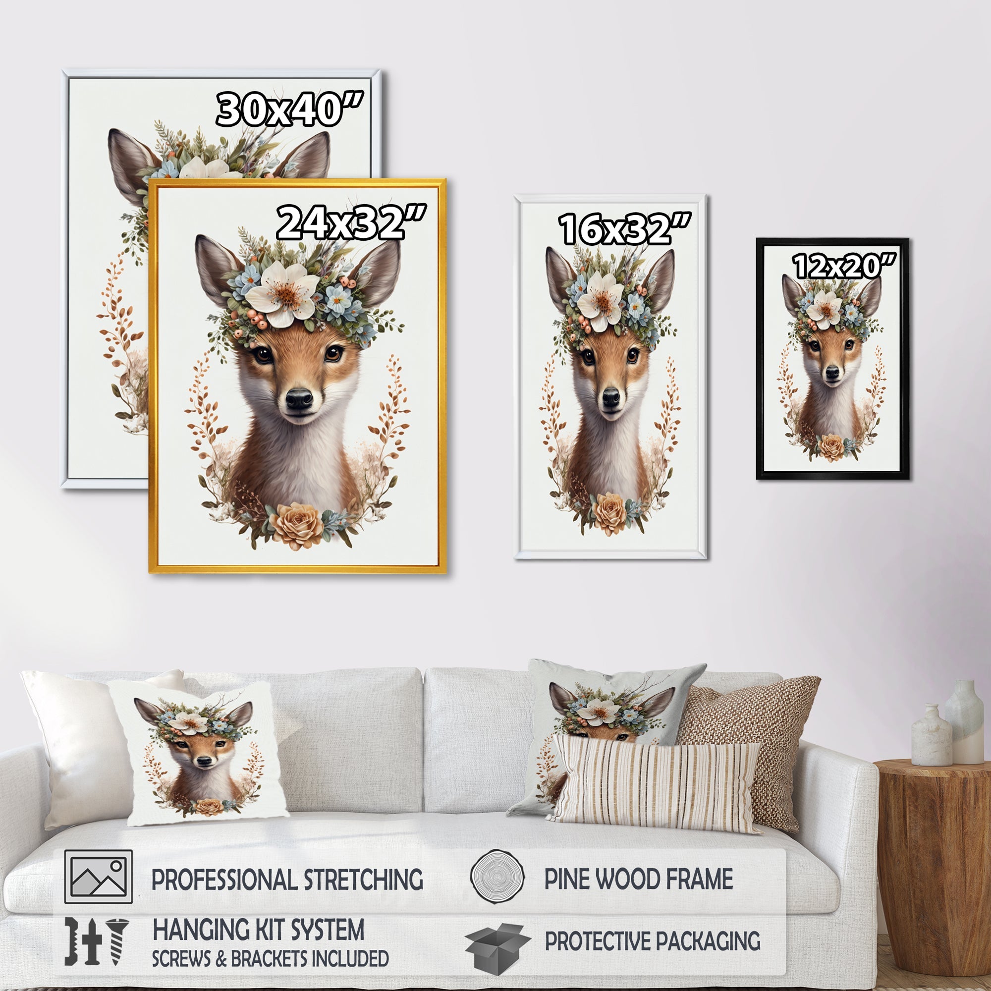 Cute Baby Fox With Floral Crown II