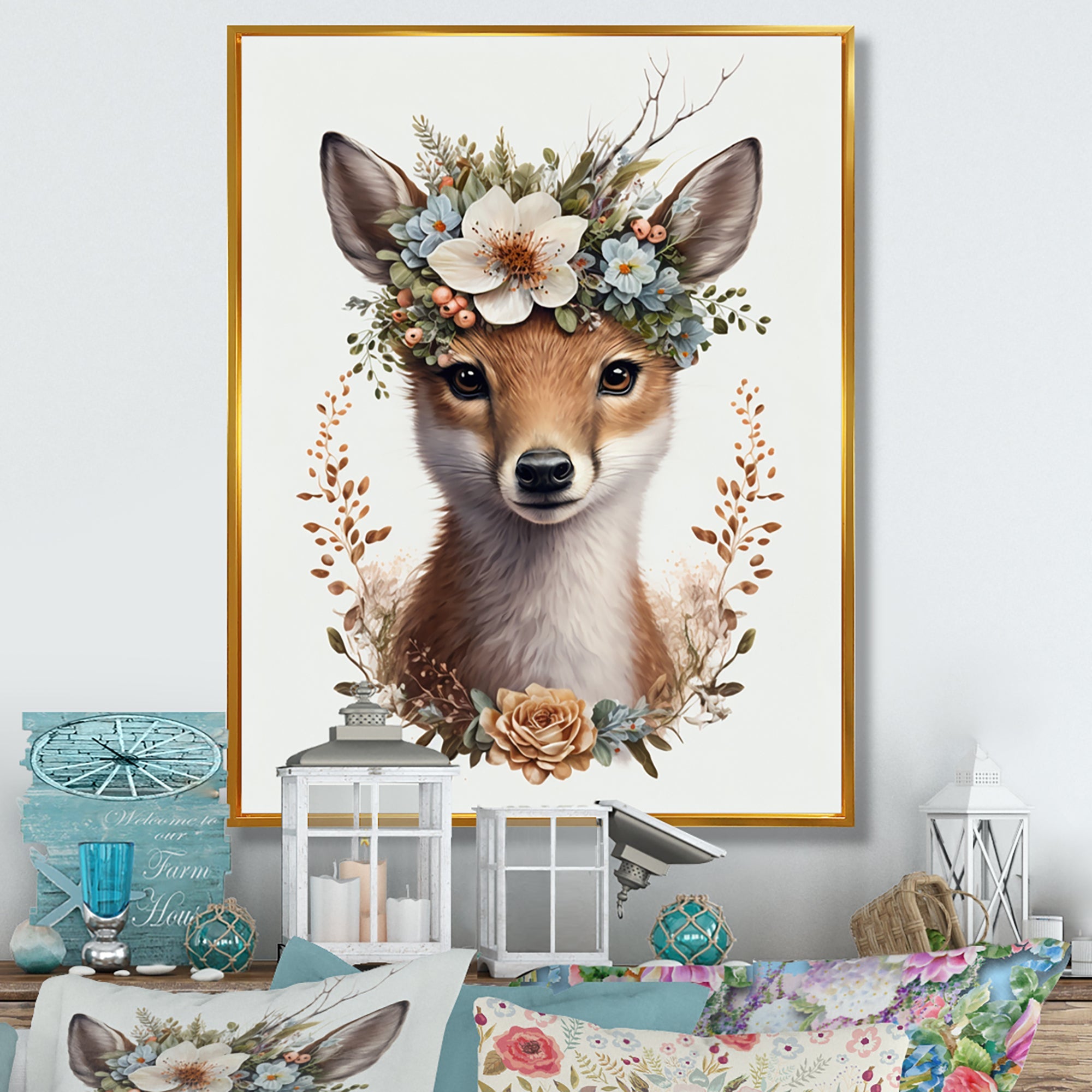 Cute Baby Fox With Floral Crown II