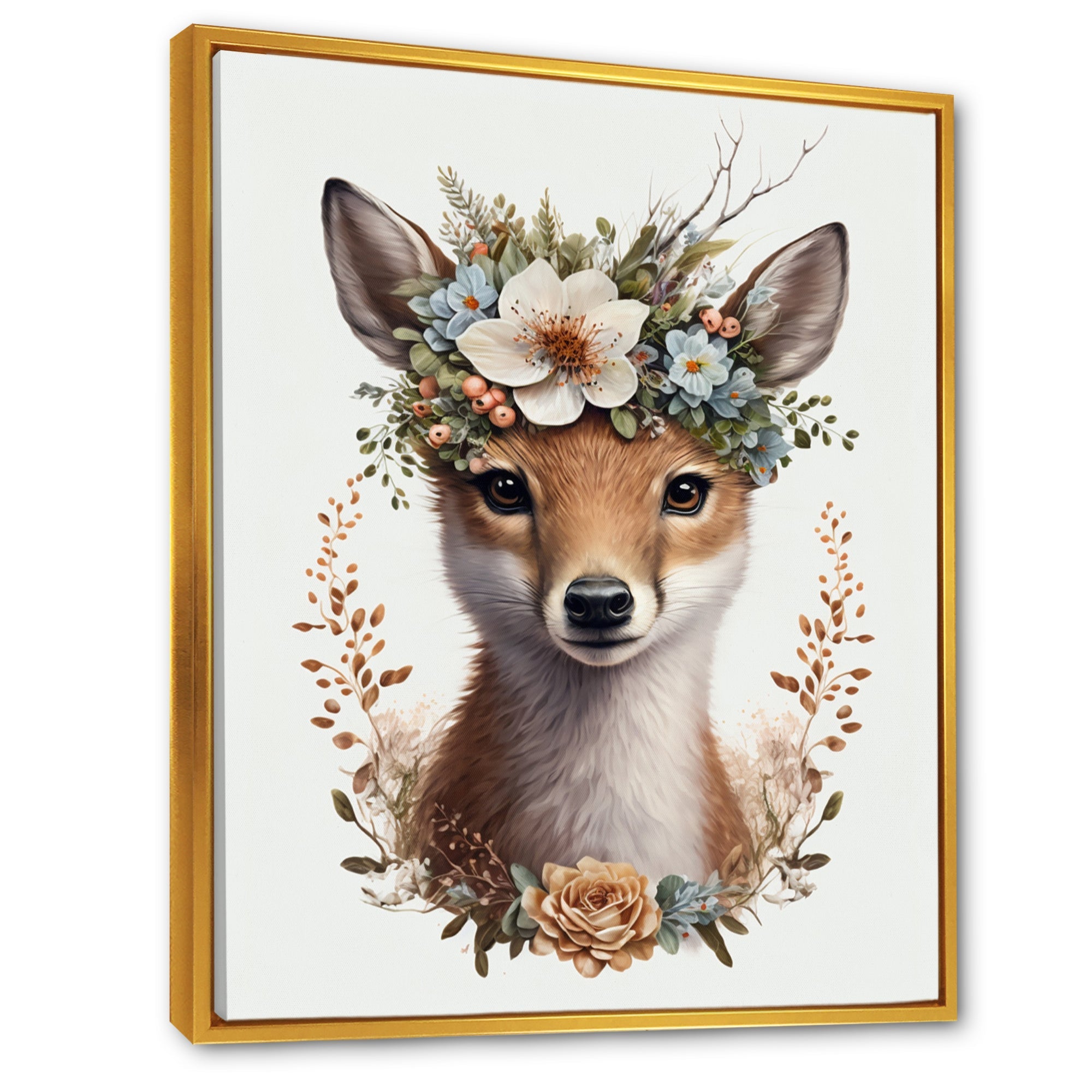 Cute Baby Fox With Floral Crown II