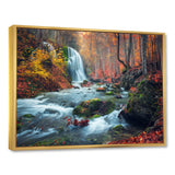 Autumn Mountain Waterfall Long View Wall Art