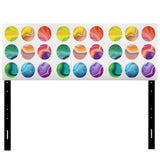 Abstract round labels set upholstered headboard