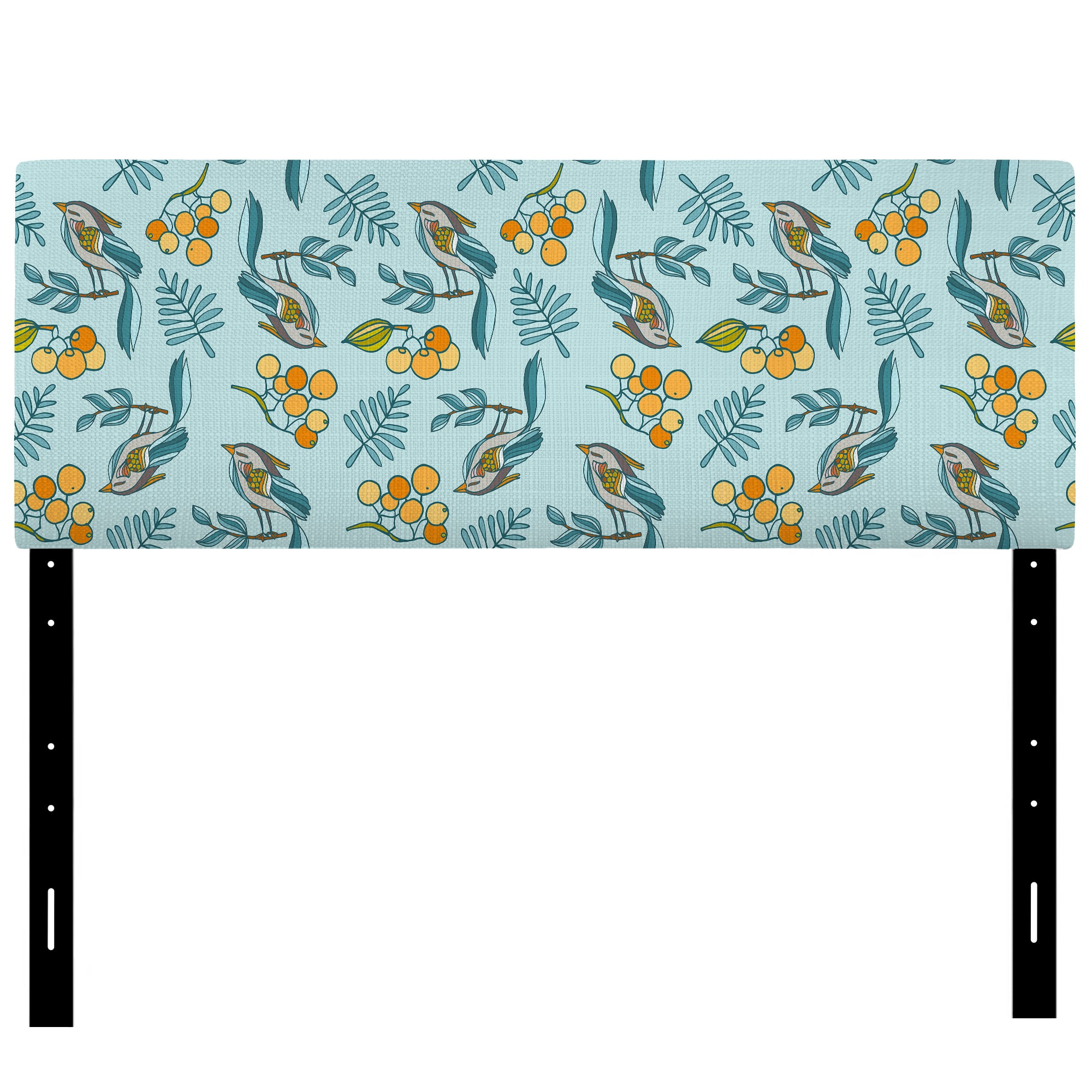 Seamless Decorative with Birds, Berries upholstered headboard