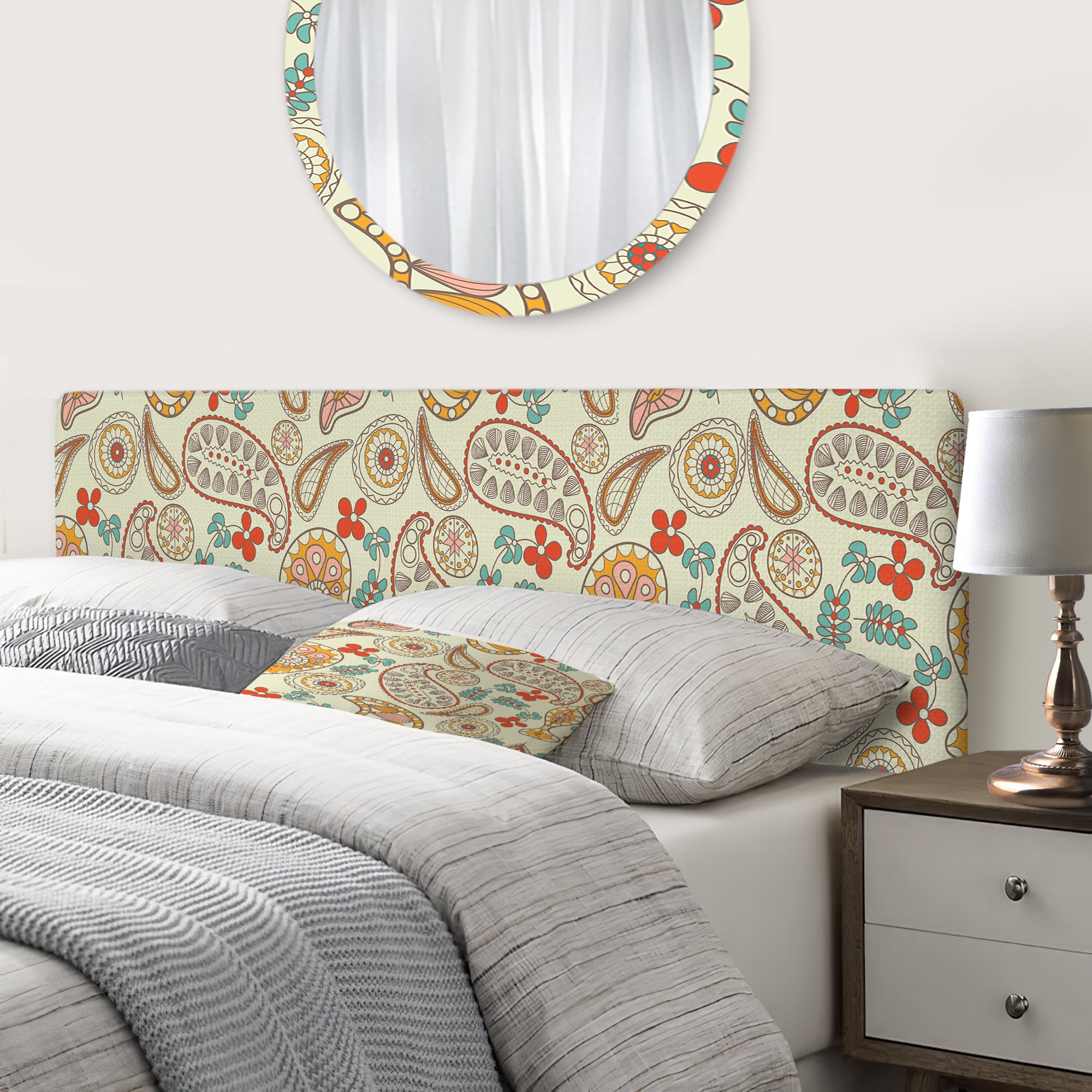 Paisley Pattern upholstered headboard