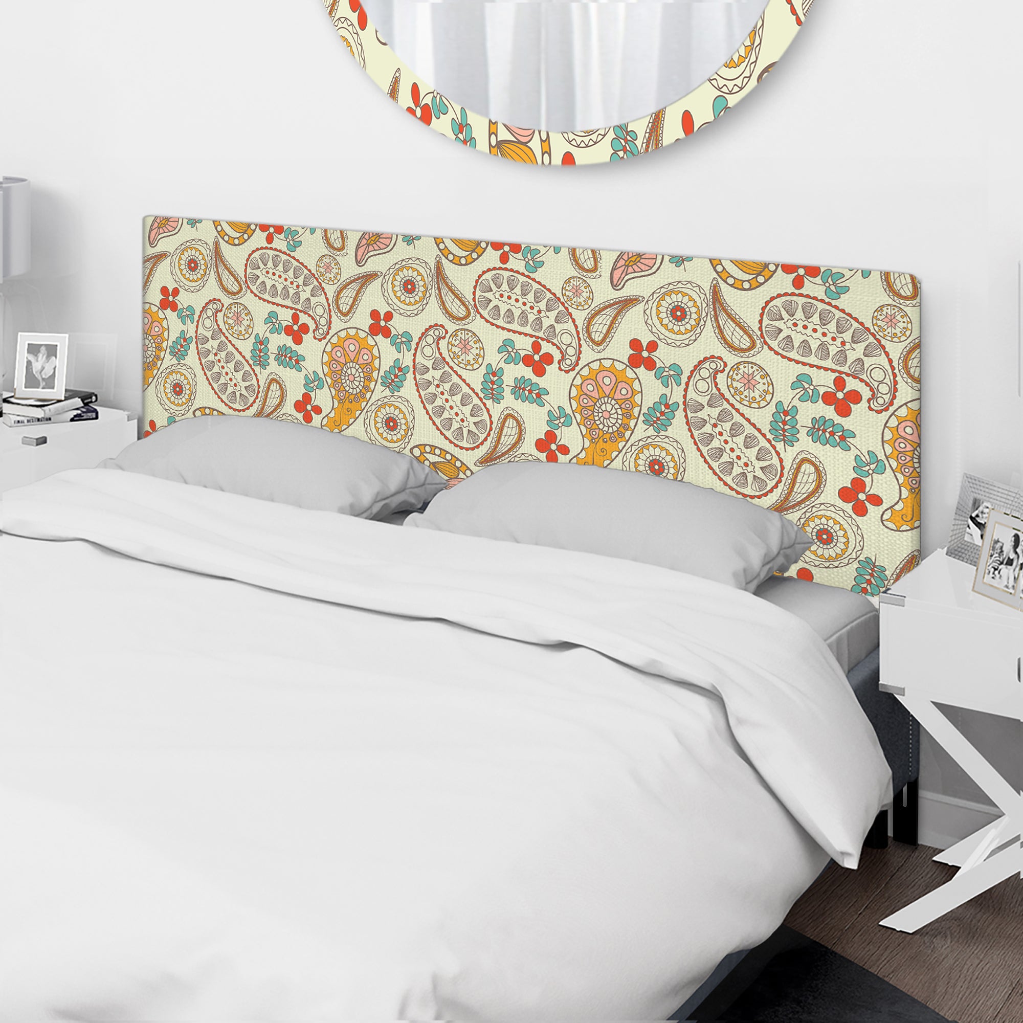 Paisley Pattern upholstered headboard