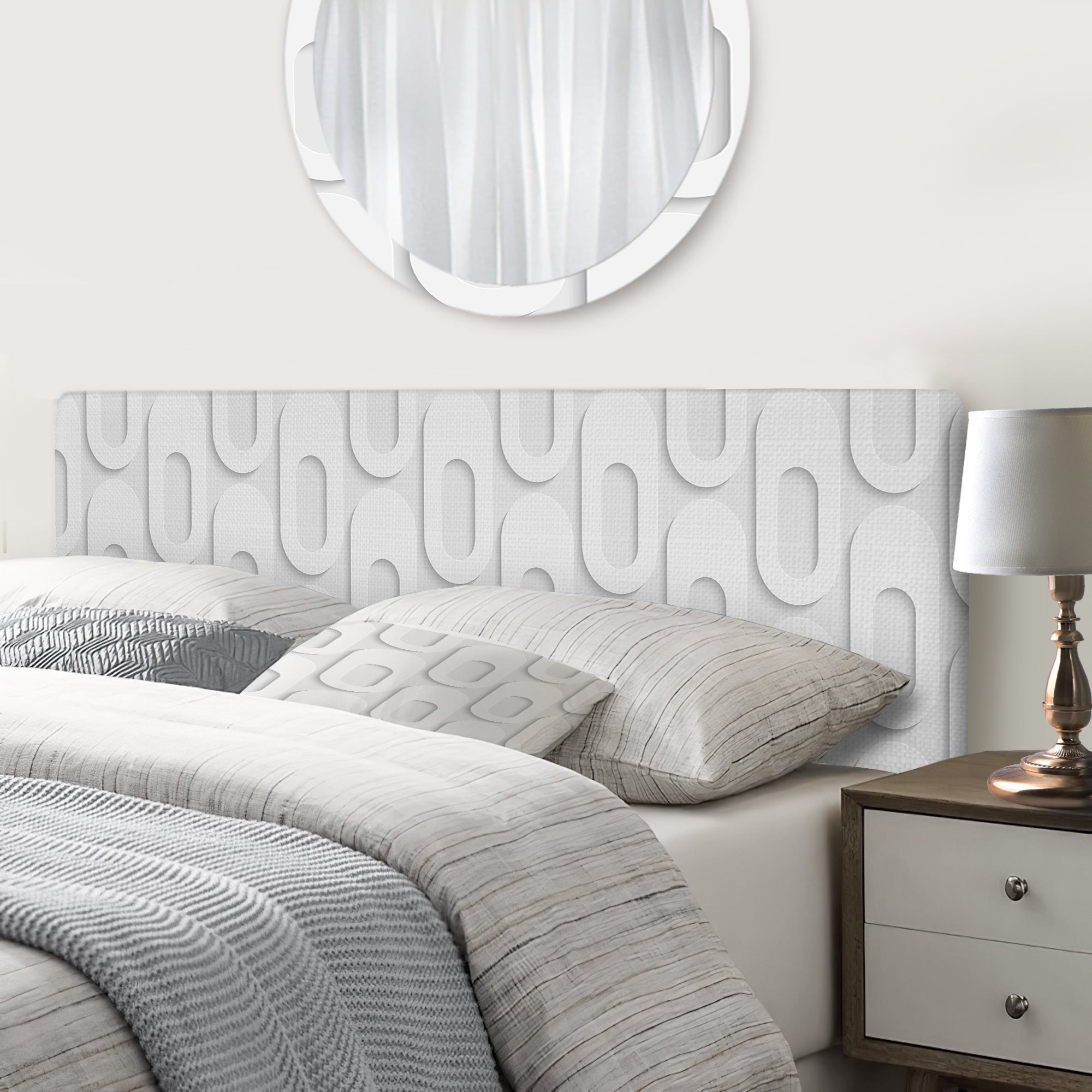 Curved Shape Pattern upholstered headboard