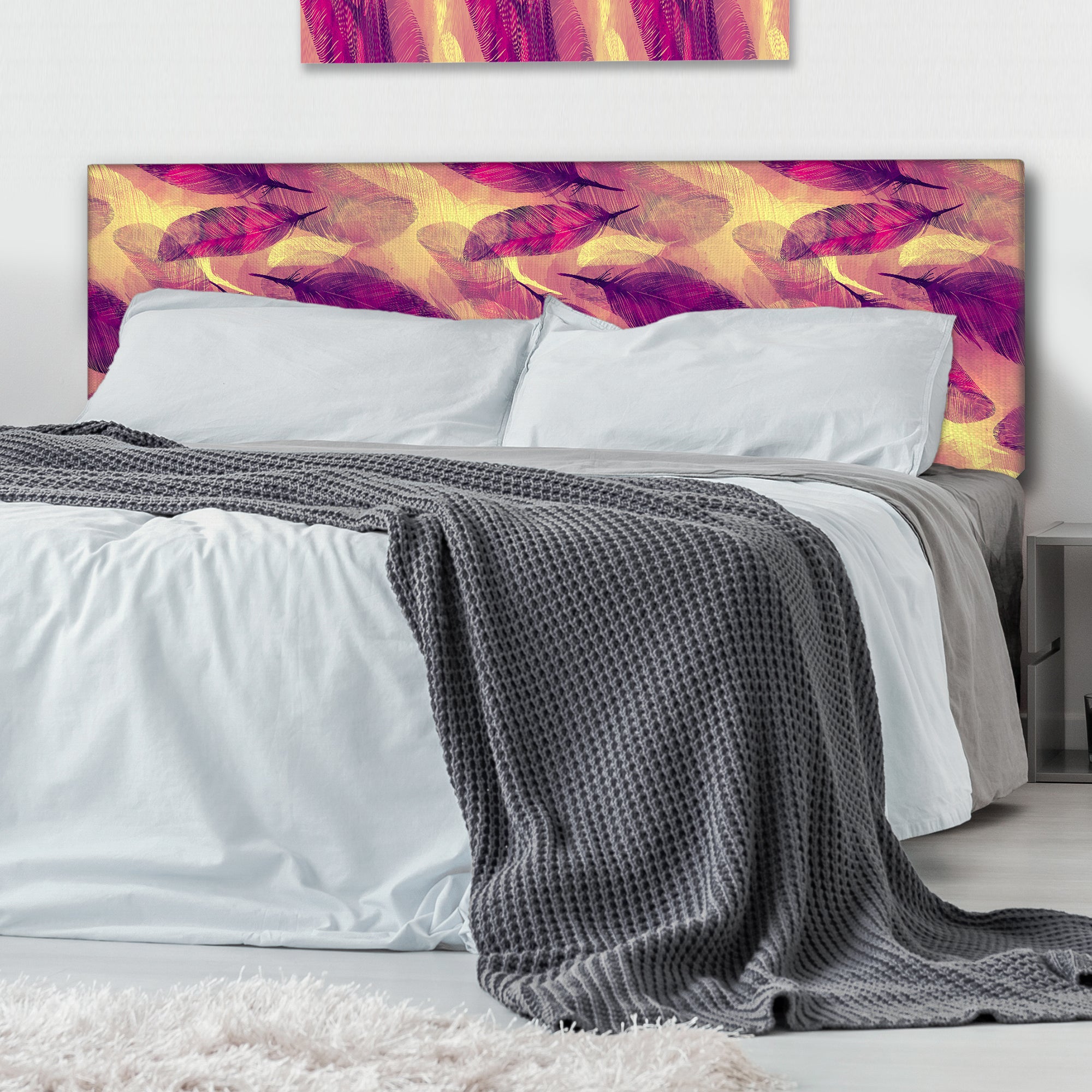 Feathers Boho Pattern upholstered headboard