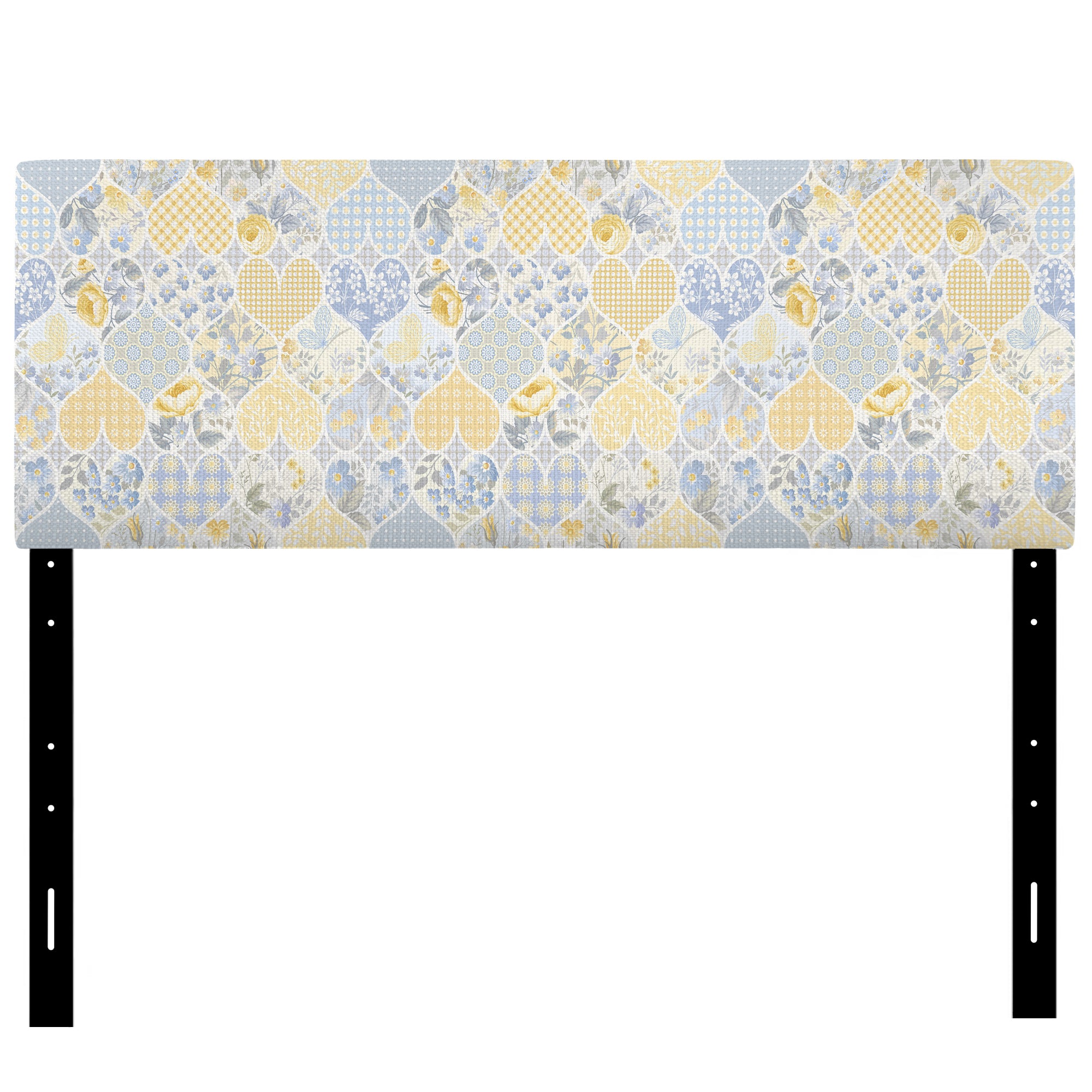 Patchwork Pattern with Hearts upholstered headboard