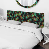 Multicolored Decorative Abstract Bird Feathers upholstered headboard