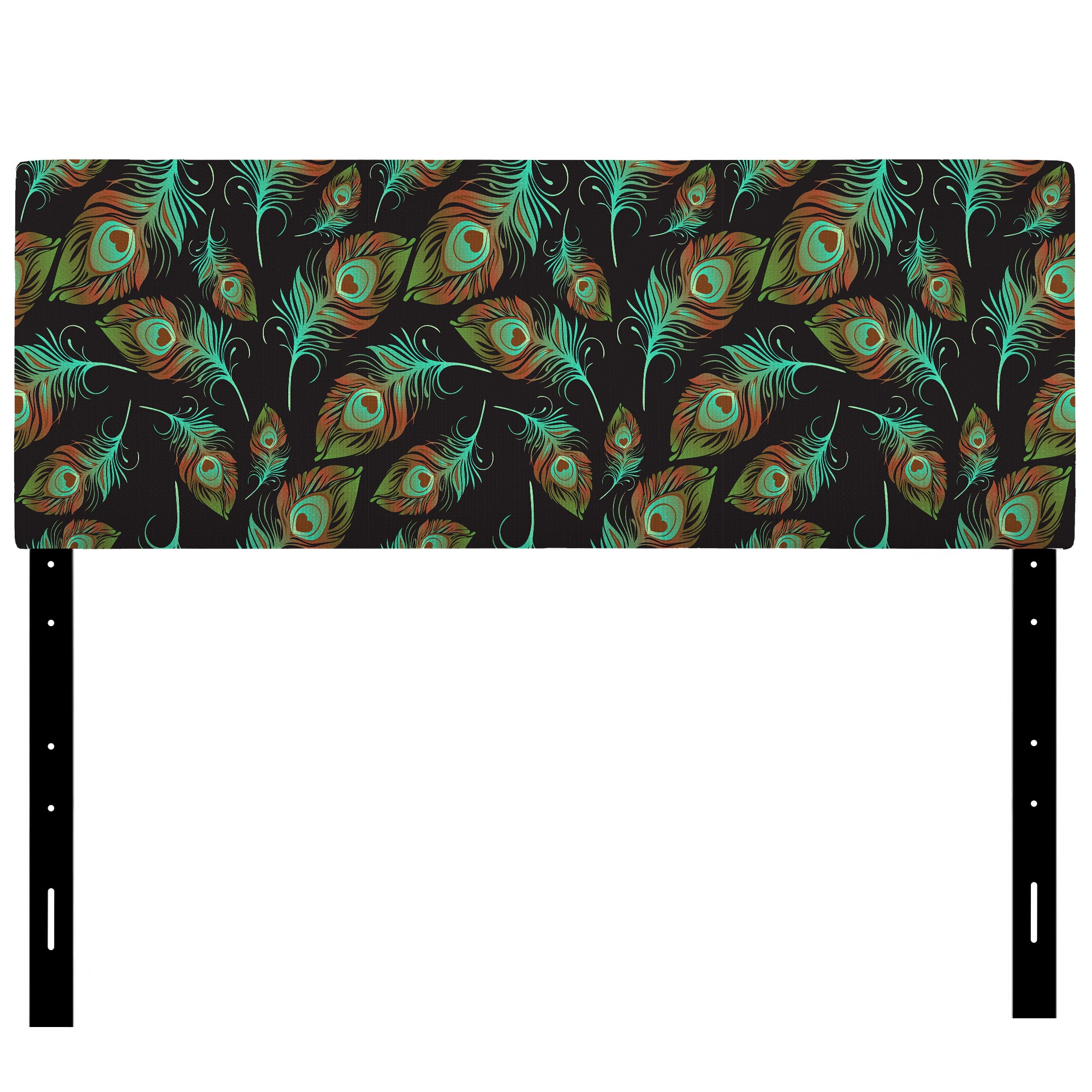 Multicolored Decorative Abstract Bird Feathers upholstered headboard