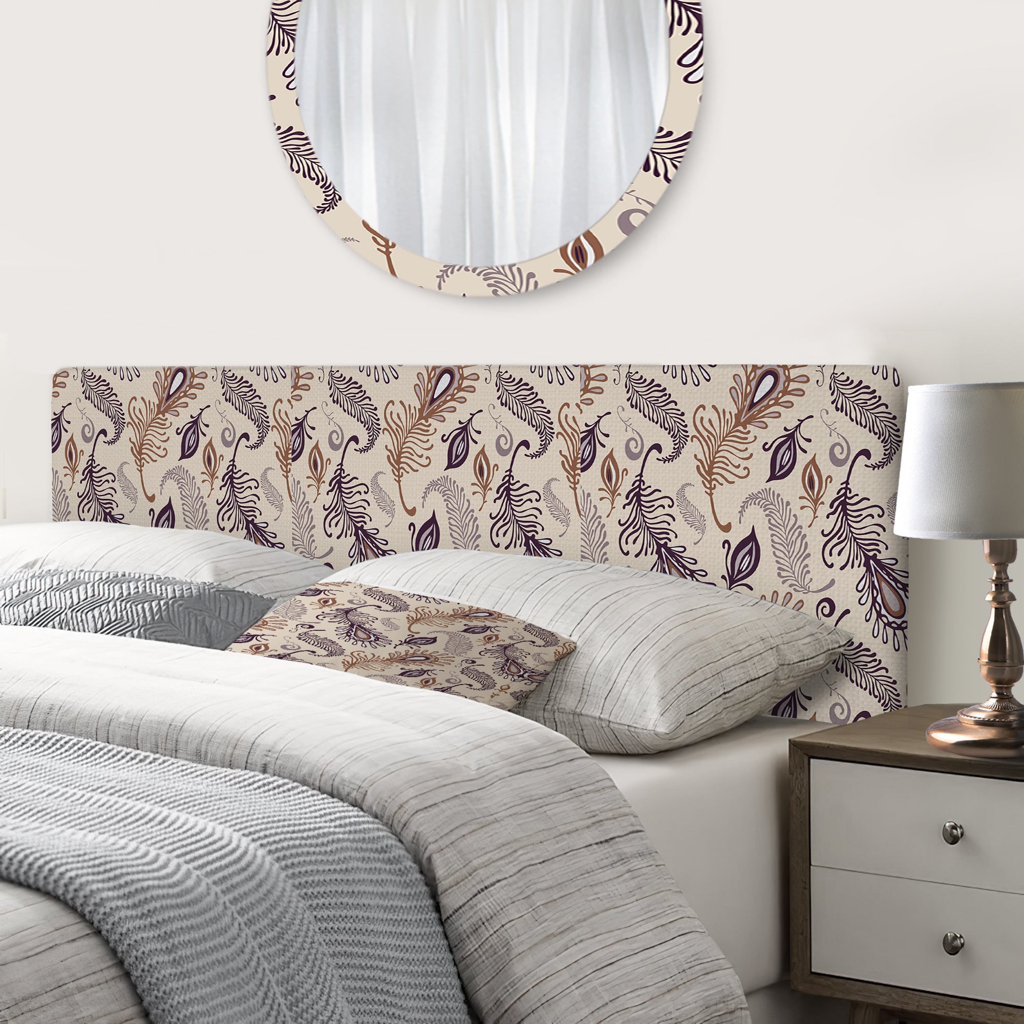 Various Feather Pattern upholstered headboard