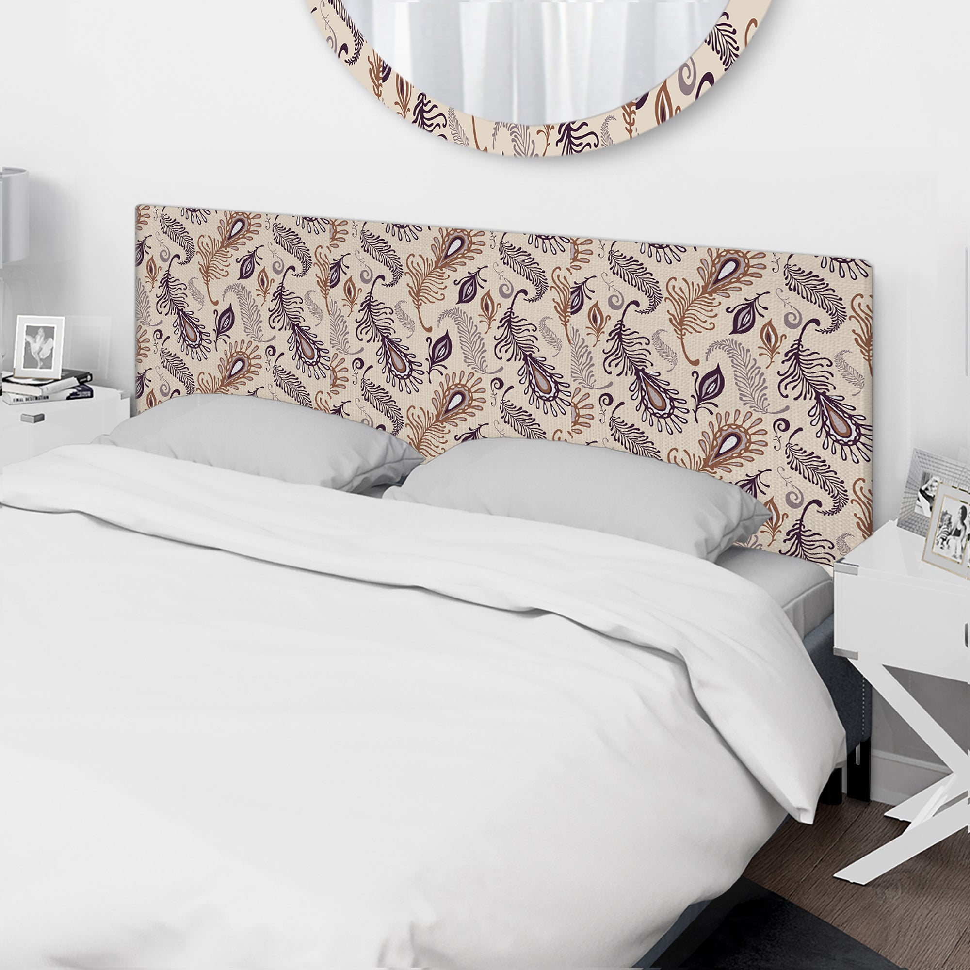 Various Feather Pattern upholstered headboard