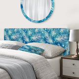 Pattern with Feathers and Circles upholstered headboard