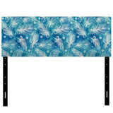 Pattern with Feathers and Circles upholstered headboard