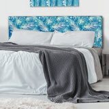 Pattern with Feathers and Circles upholstered headboard