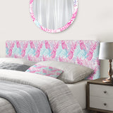 Colorful Pattern with Tropical Flowers & Pineapples upholstered headboard