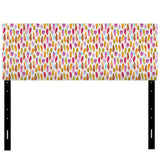 Pattern with Colorful Feathers upholstered headboard