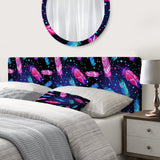 Pattern with Painted Bird Feathers upholstered headboard