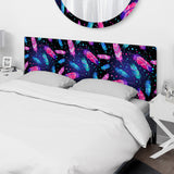Pattern with Painted Bird Feathers upholstered headboard