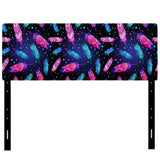 Pattern with Painted Bird Feathers upholstered headboard