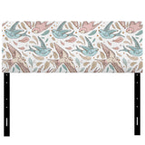 Pattern with Swallow Birds & Flowers upholstered headboard