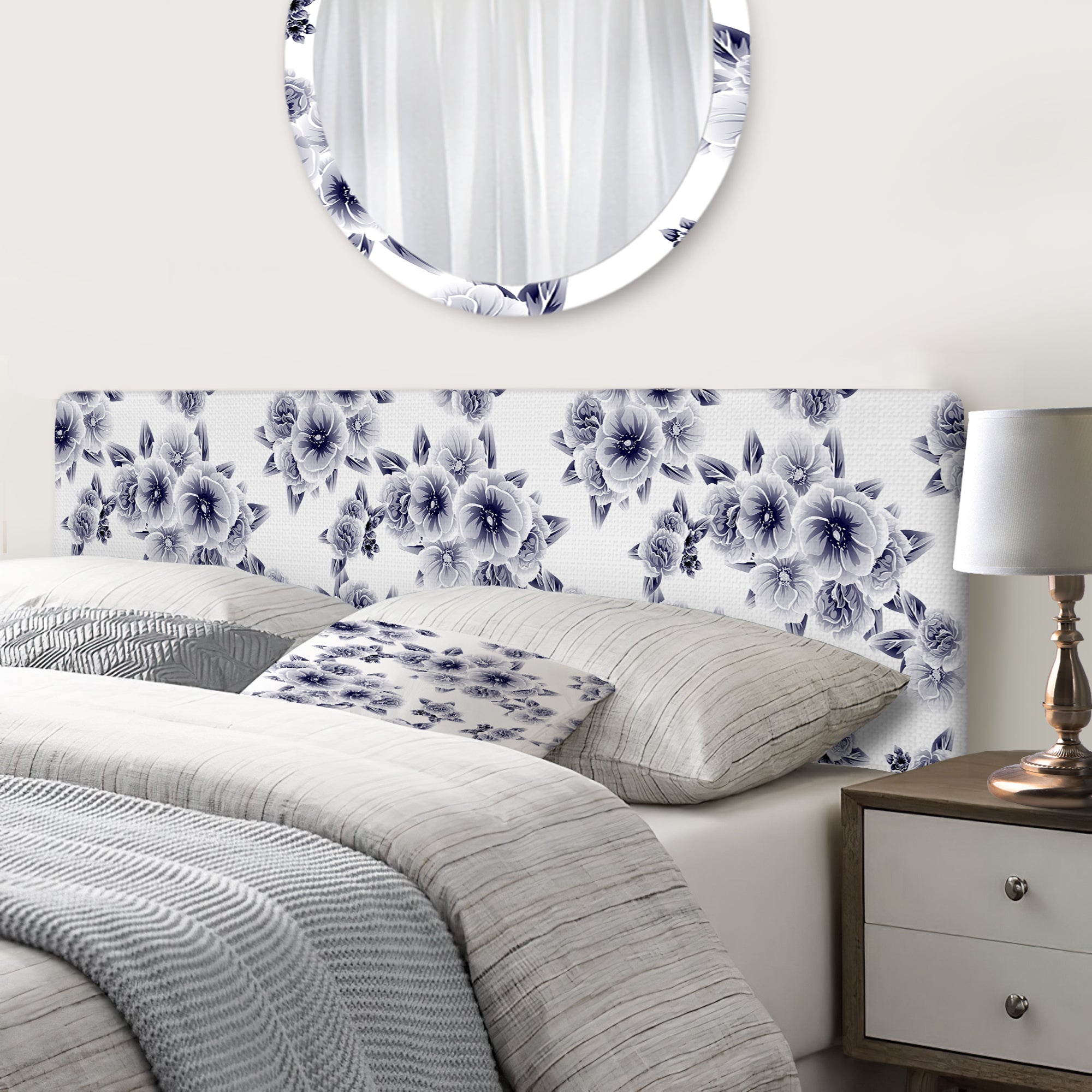 Vintage Style Flower Pattern upholstered headboard