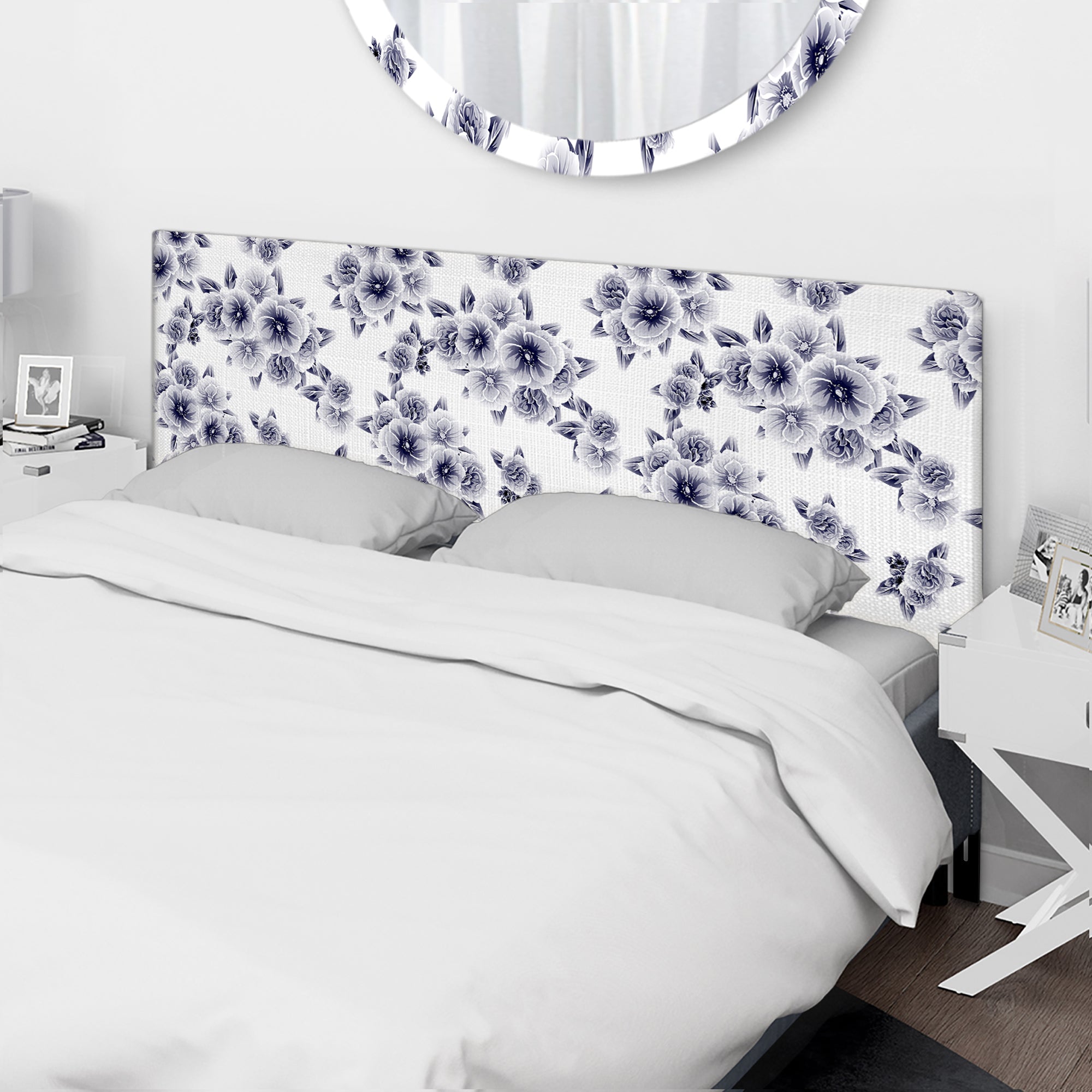 Vintage Style Flower Pattern upholstered headboard