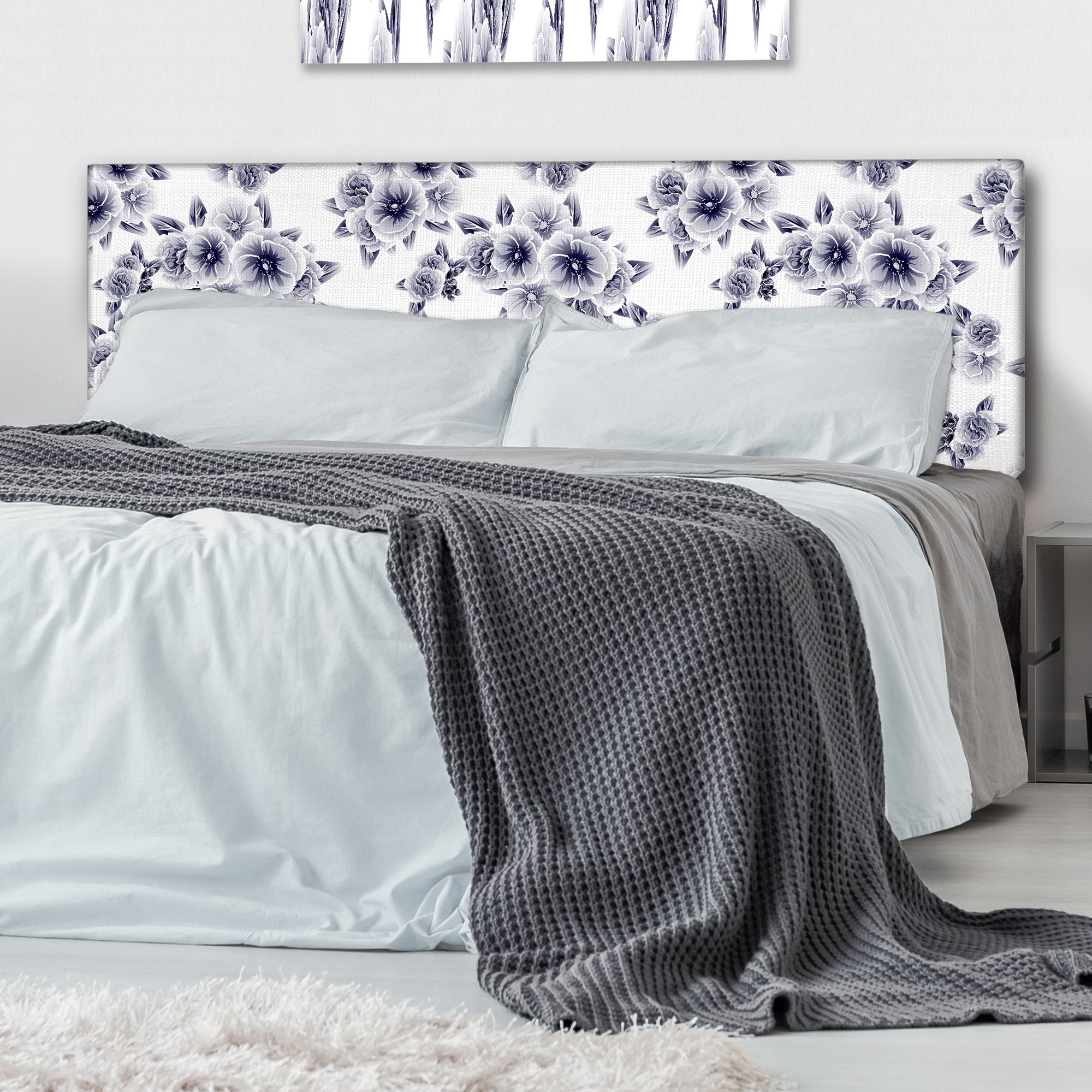 Vintage Style Flower Pattern upholstered headboard