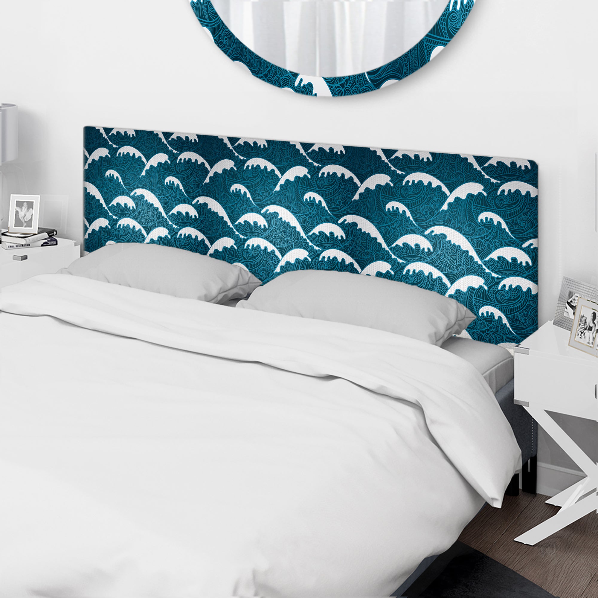 Waves Pattern upholstered headboard