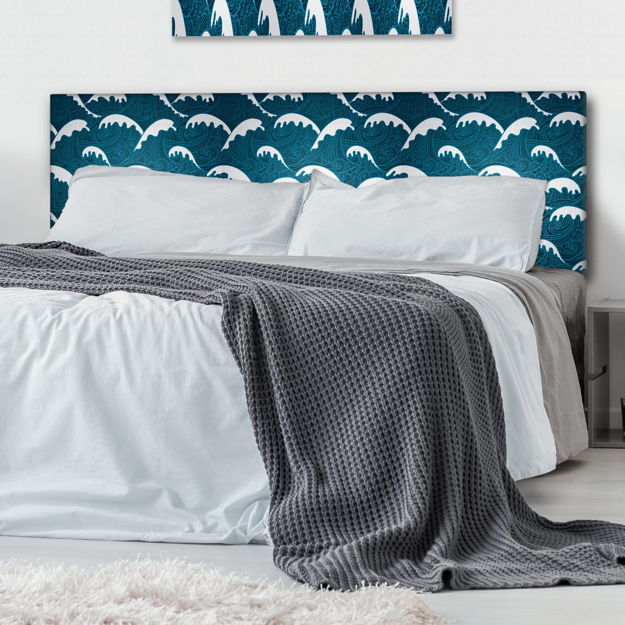 Waves Pattern upholstered headboard