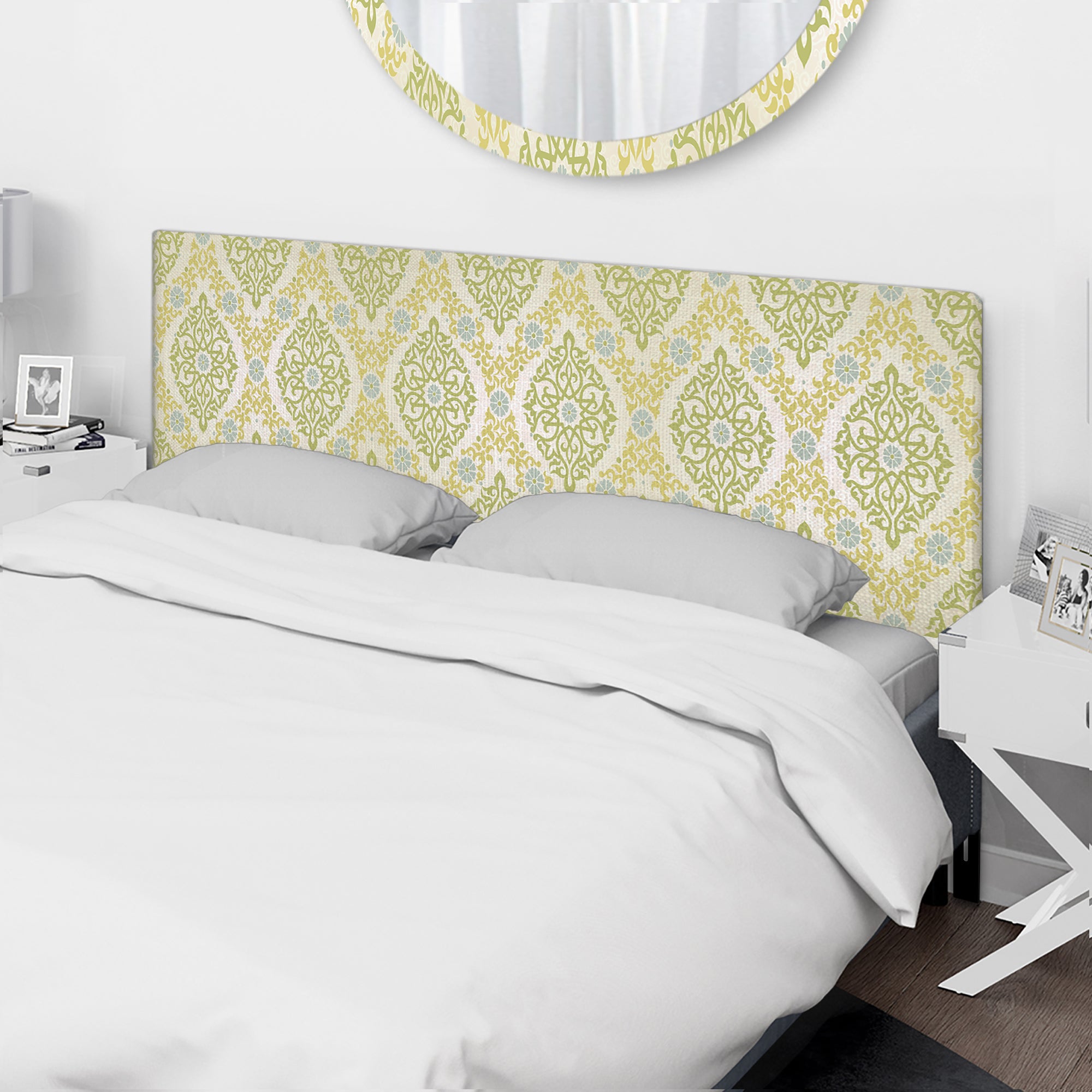 Pattern in Eastern Style upholstered headboard