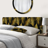 Golden Tropical Leaves Pattern upholstered headboard
