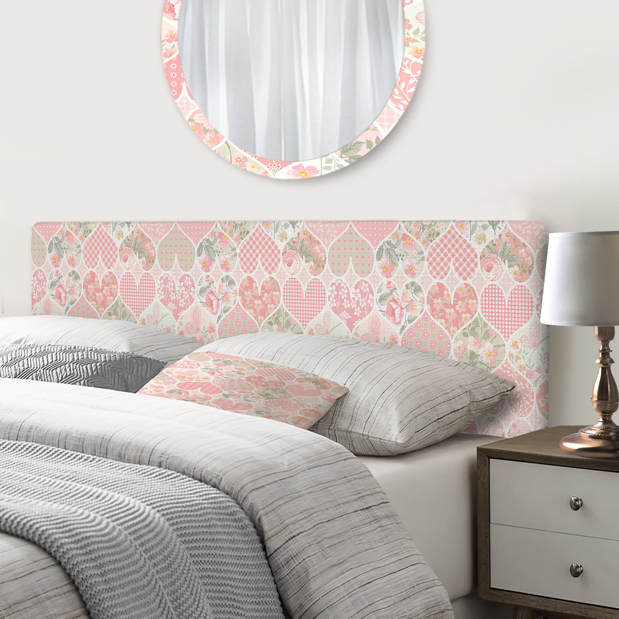 Patchwork Pattern upholstered headboard