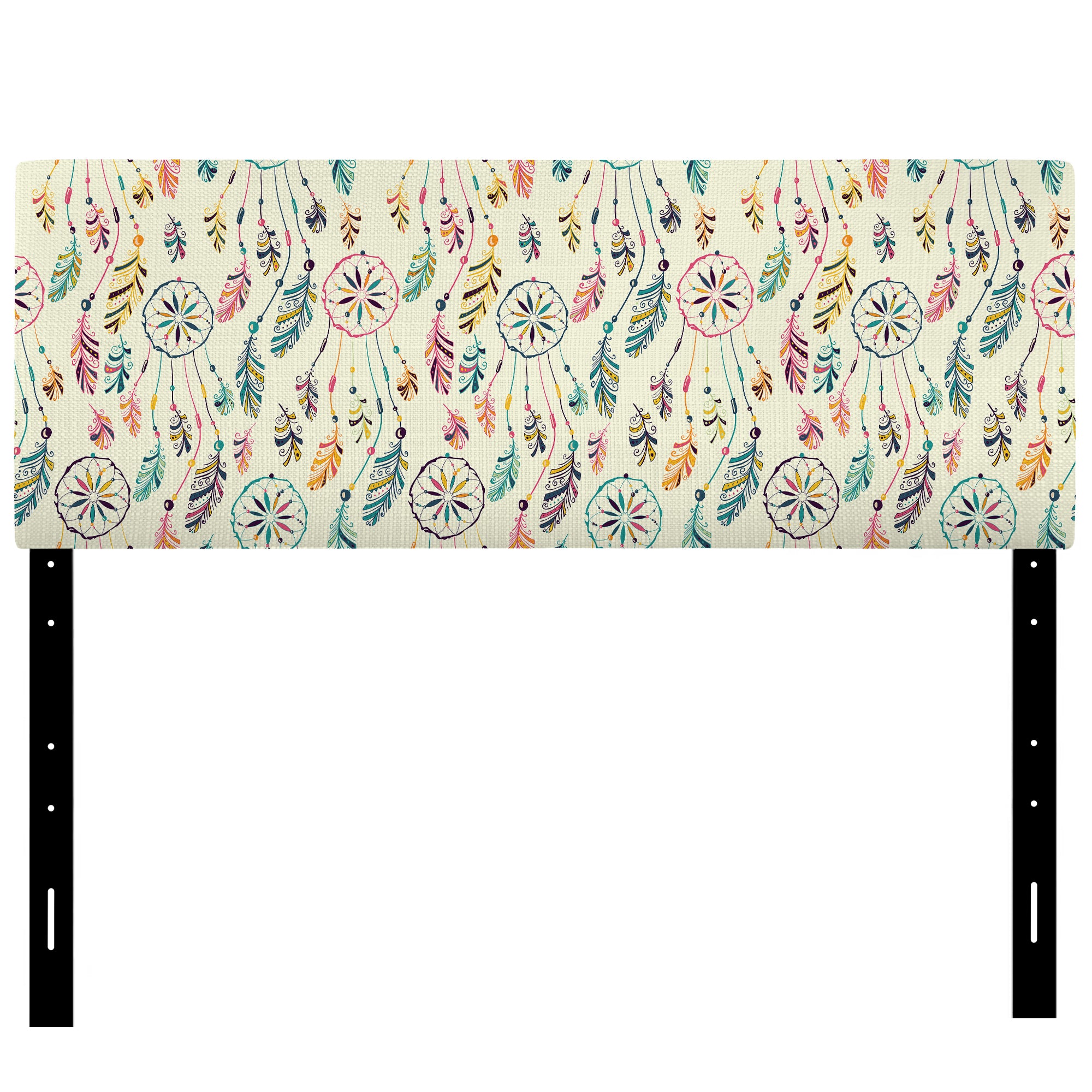 Pattern with Native Indian-American Dream Catcher upholstered headboard